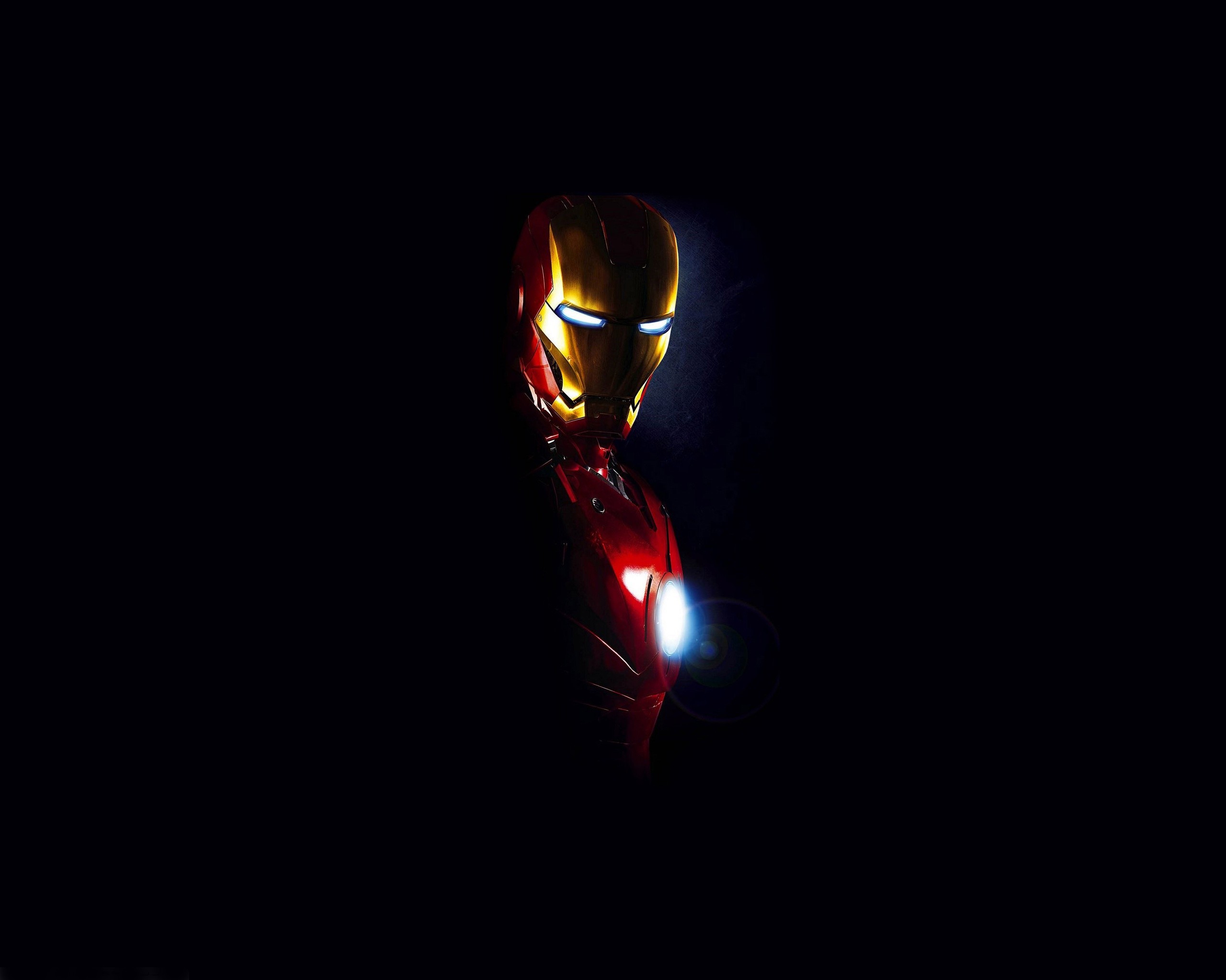 Iron Man, Sfondo nero, Minimalismo, 2K, wallpaper per PC