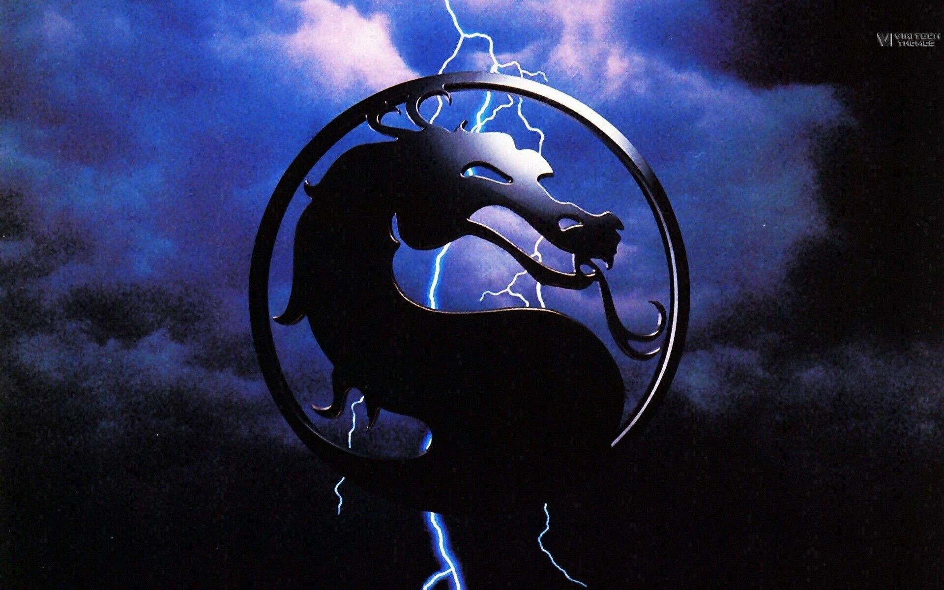 Logo Mortal Kombat, Mortal Kombat, Drago, Fulmini, Full HD, wallpaper desktop