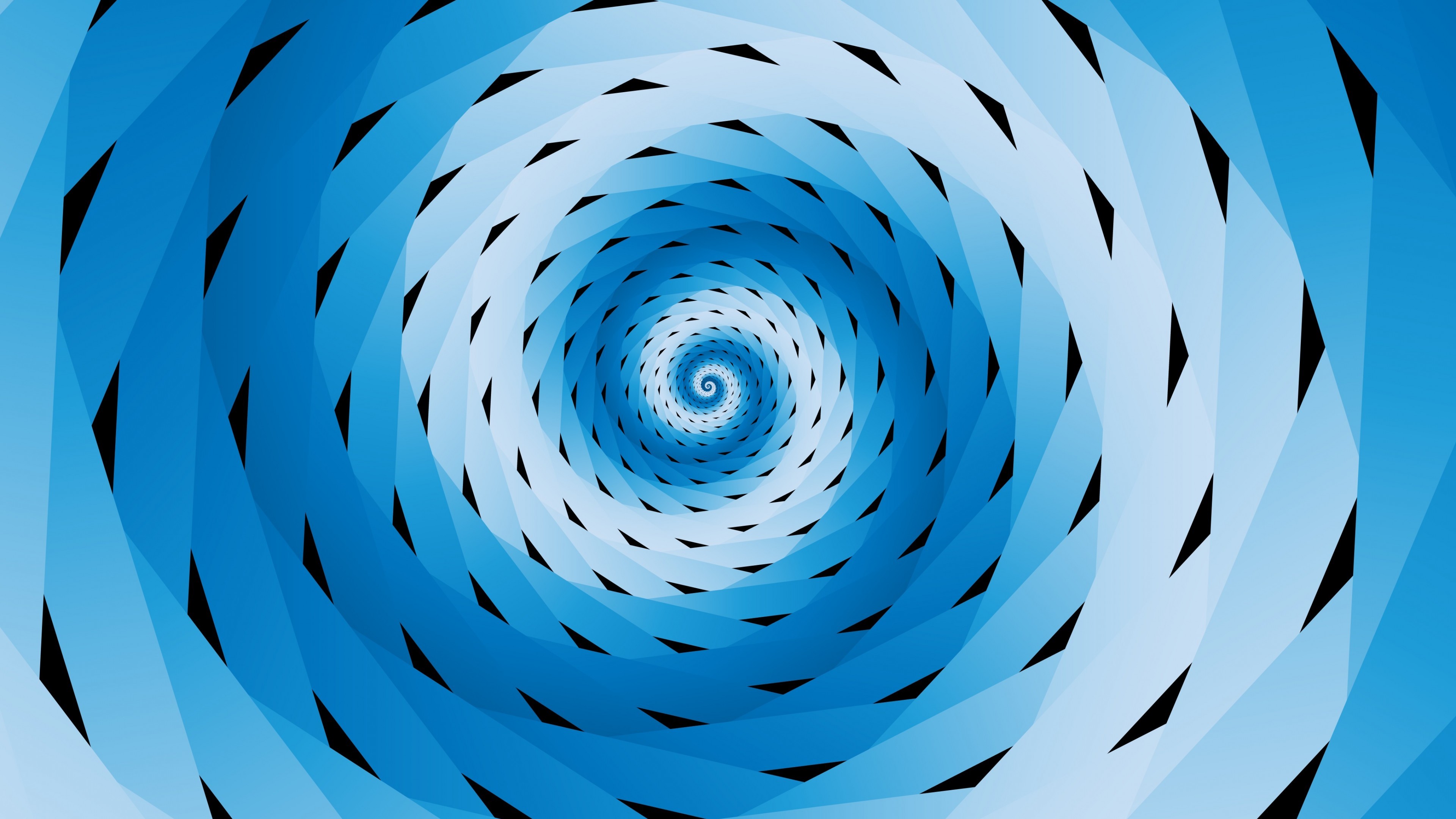 Spirale, Vortice blu, Illusione ottica, 16:9 4K, sfondo widescreen