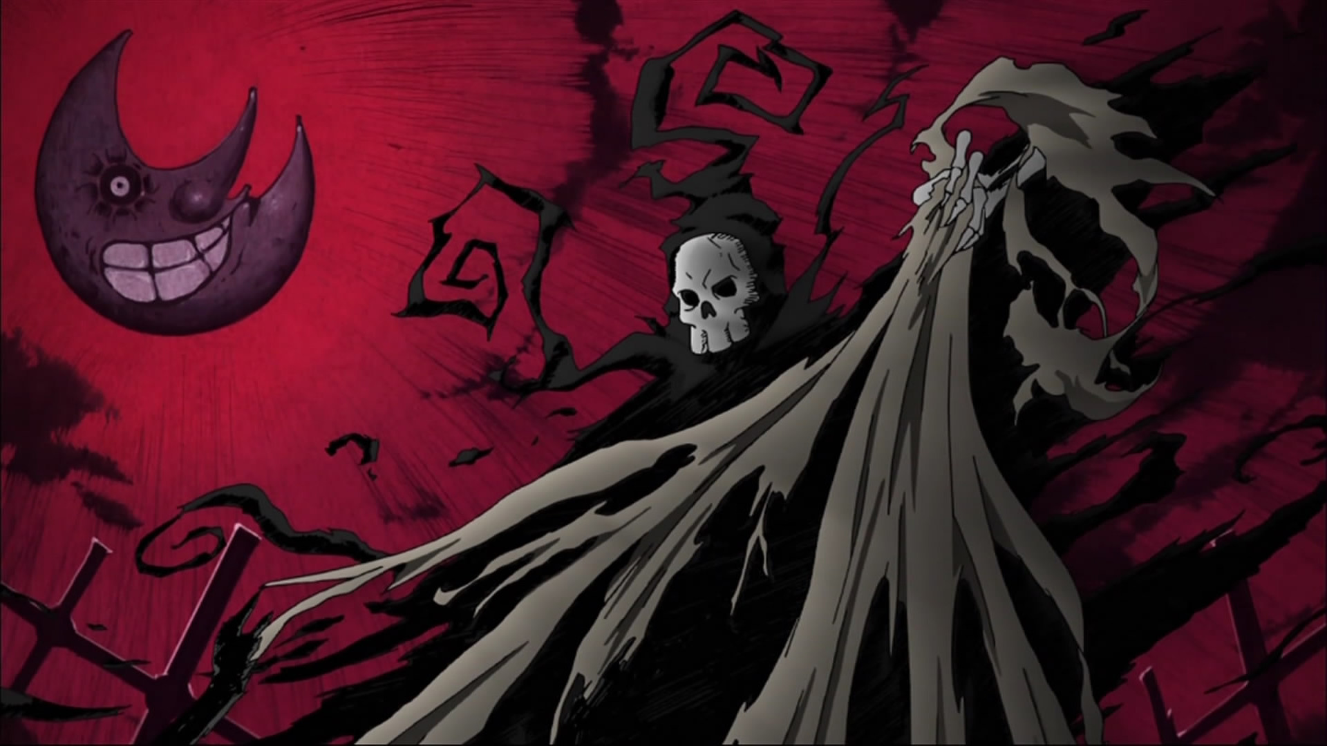 Shinigami, Lord Death, Soul Eater, Luna, Rosso, Full HD, wallpaper per portatile