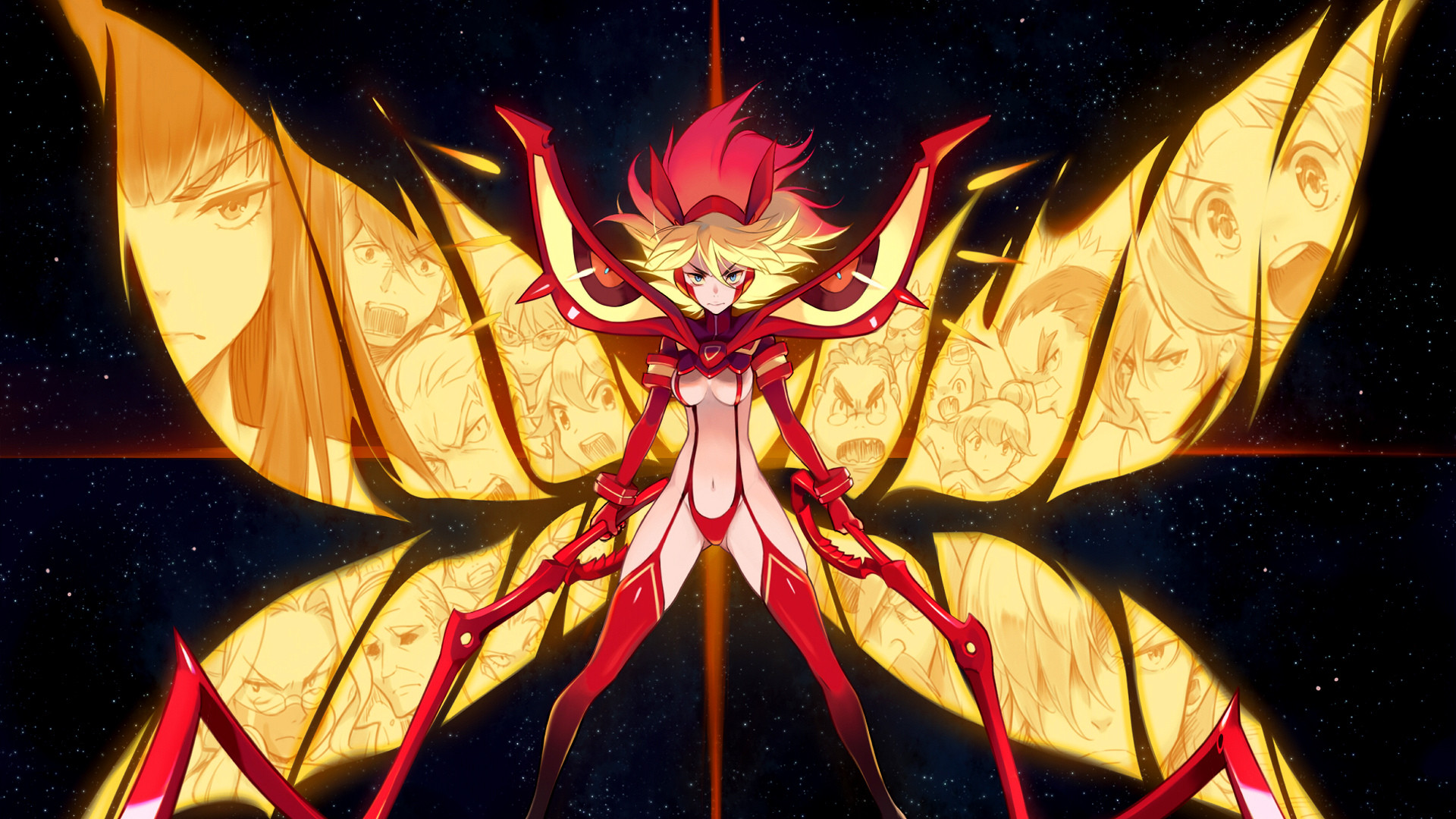 Ragyo Kiryuin, Kill la Kill, Ali di farfalla, Arcobaleno, 1920x1080, immagine di sfondo