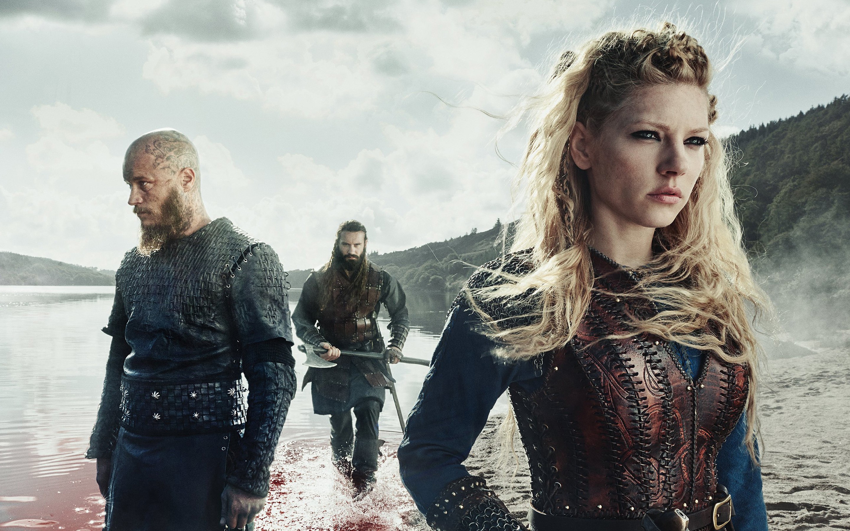 Ragnar Lothbrok, Lagertha, Vikings, Lago, 2K, sfondo per PC e portatile