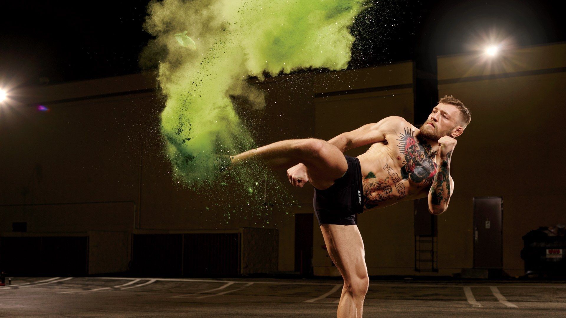 Conor McGregor, Calcio, Polvere verde, Allenamento, 1920x1080, sfondo per PC