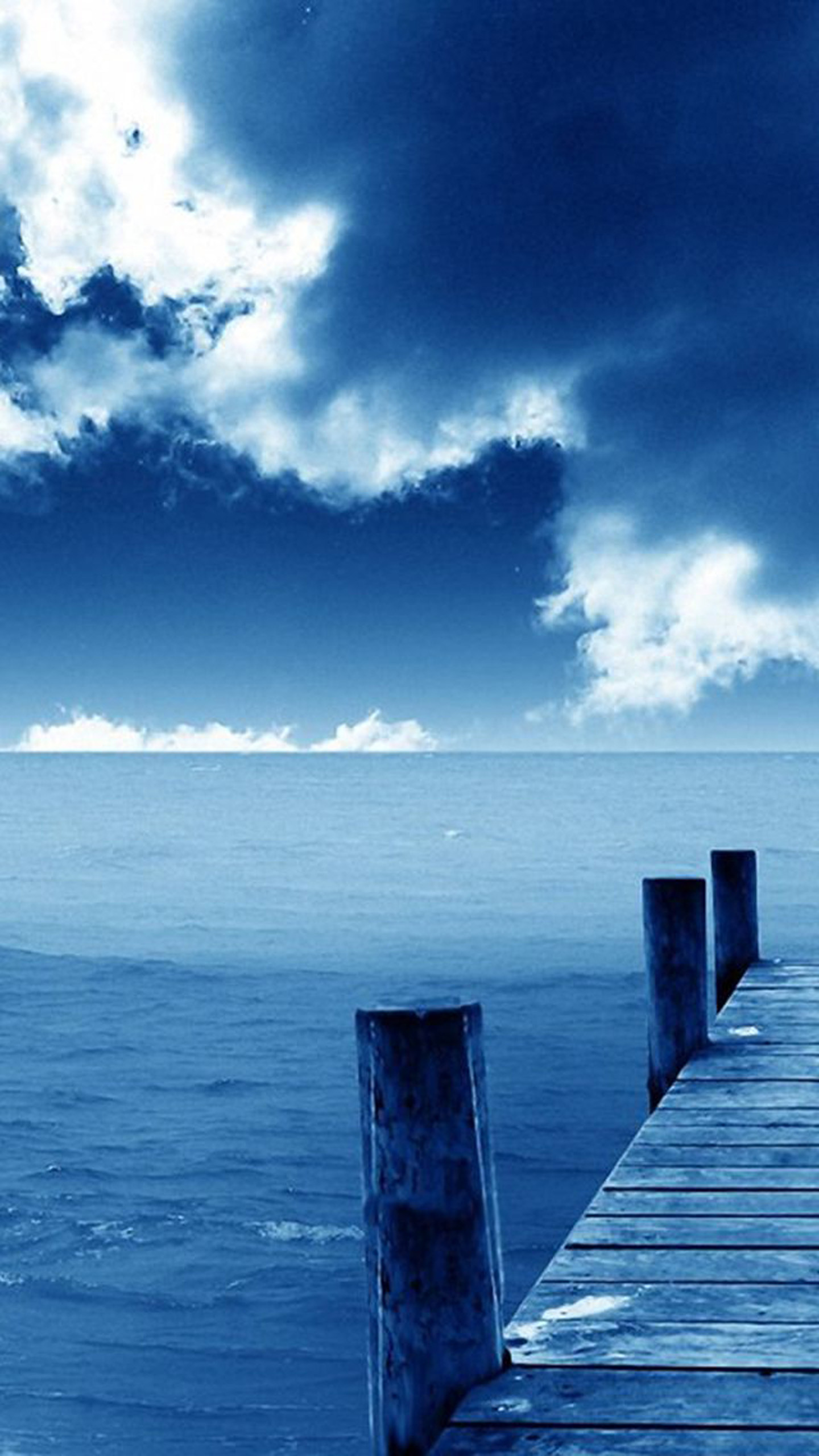 Pontile, Mare, Nuvole, Blu, wallpaper Samsung
