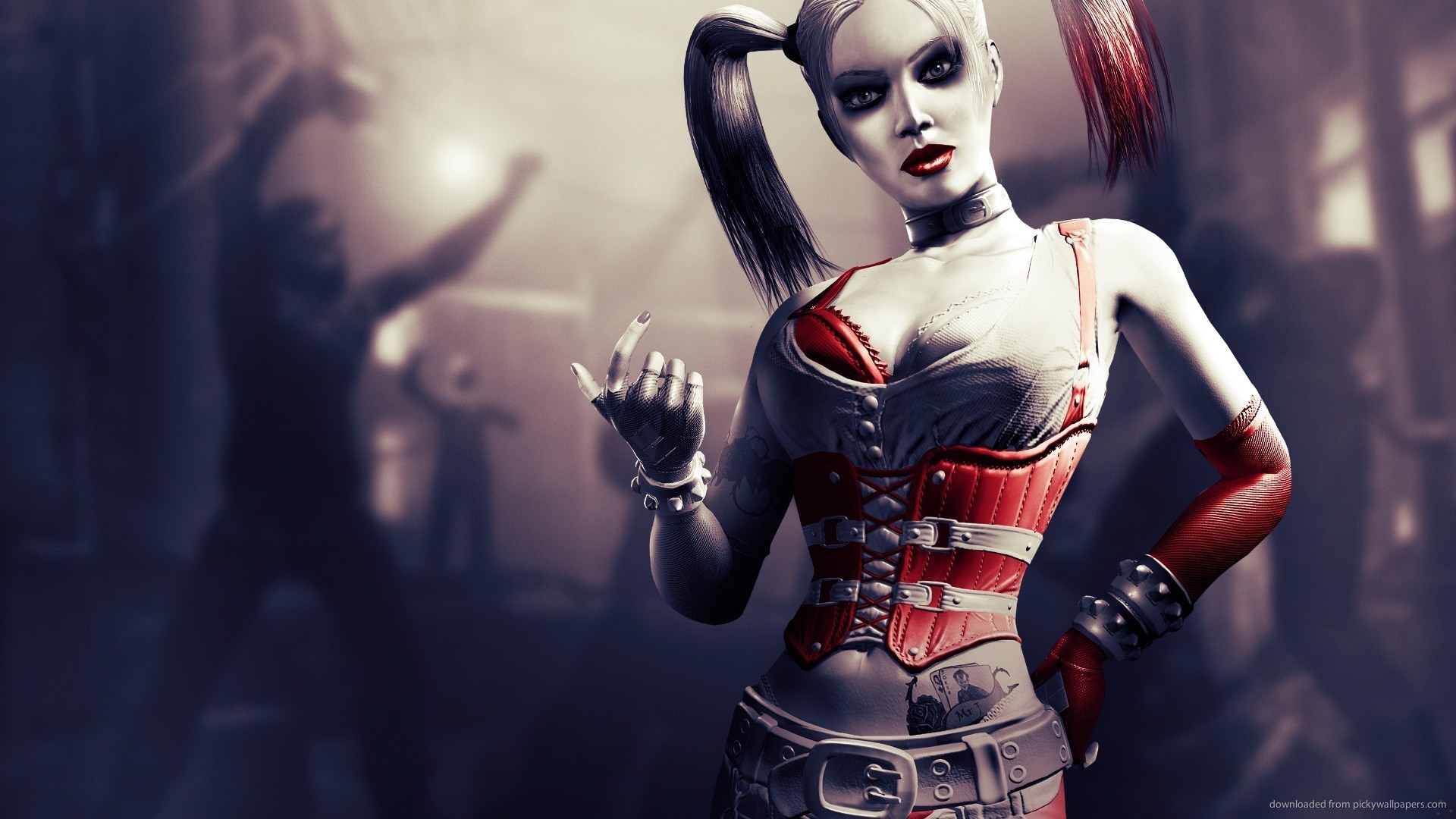 Harley Quinn, Batman: Arkham City, Corsetto, Videogioco, Full HD, sfondo Windows 11