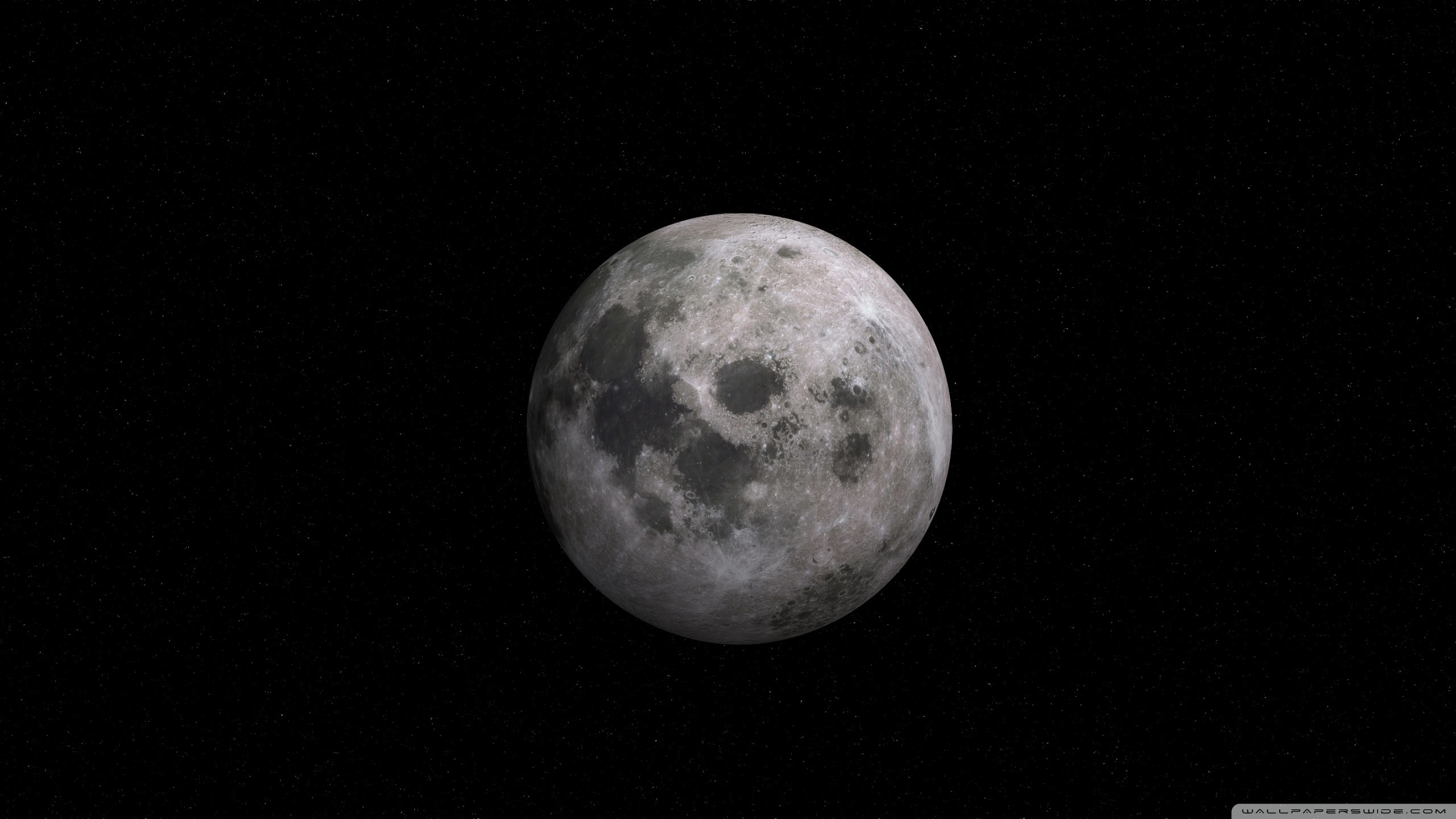 Luna piena, Crateri, Sfondo nero, Spazio, 2K, wallpaper per portatile