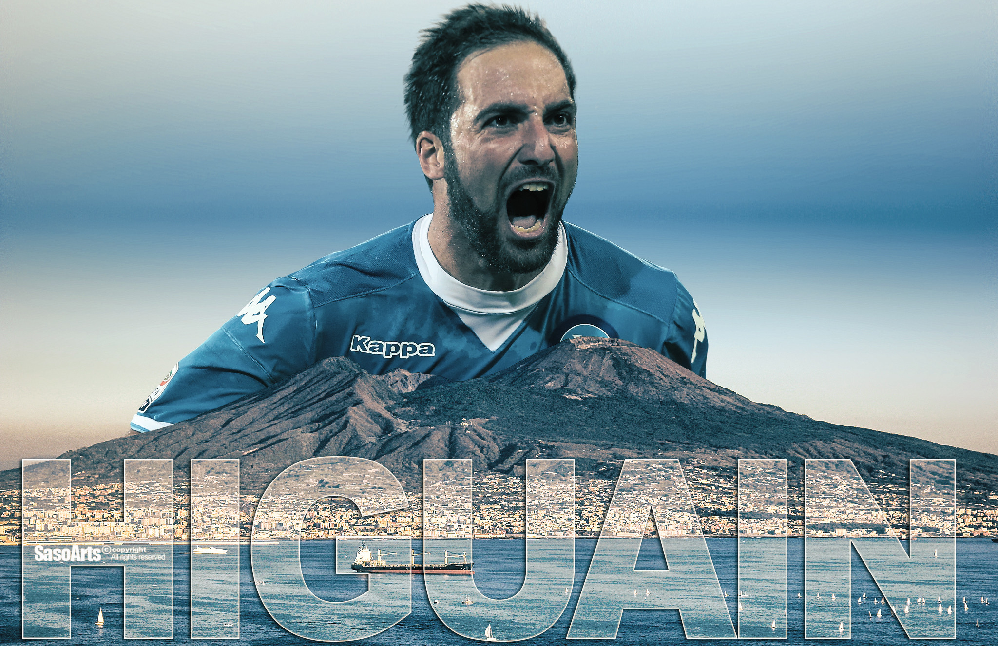 Gonzalo Higuaín, SSC Napoli, Vesuvio, Esultanza, Calcio, Full HD, sfondo per PC e portatile
