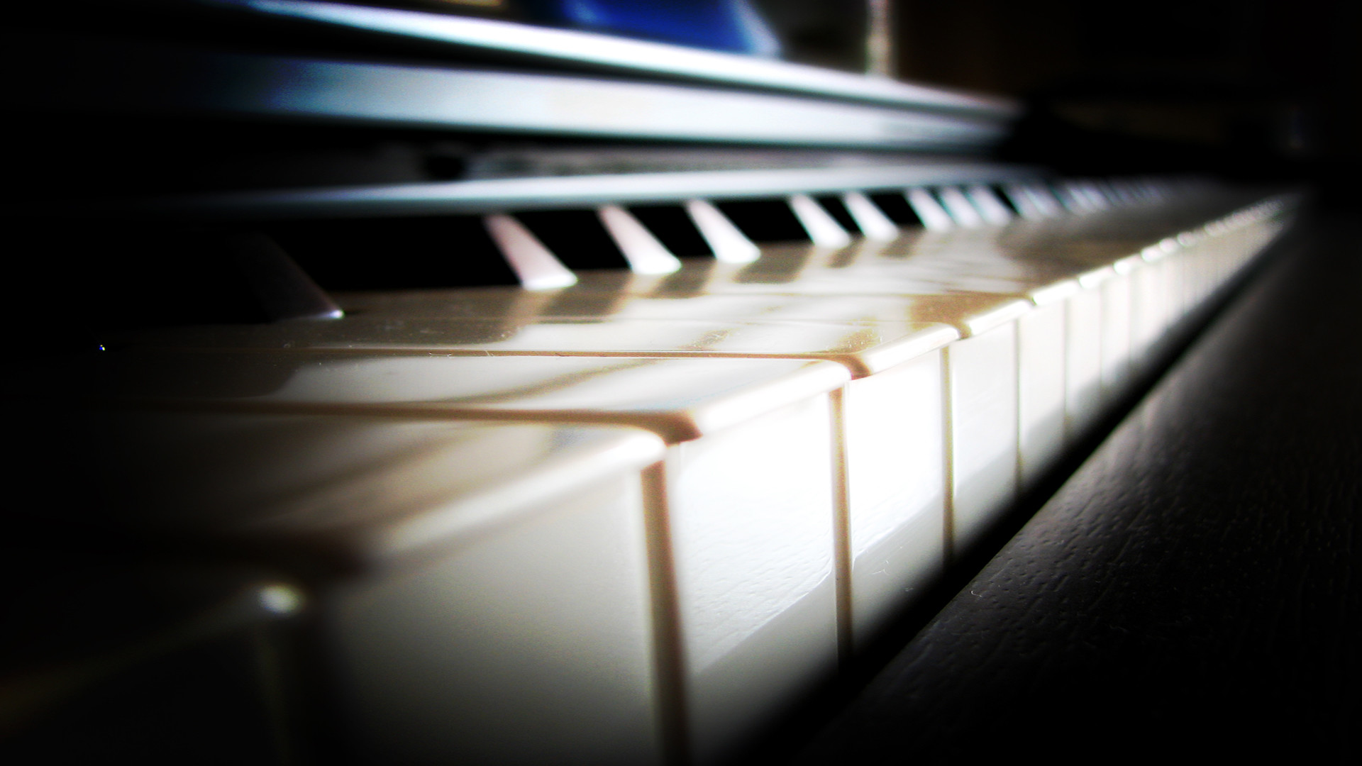 Tasti del pianoforte, Prospettiva, Sfondo scuro, Full HD, wallpaper per portatile