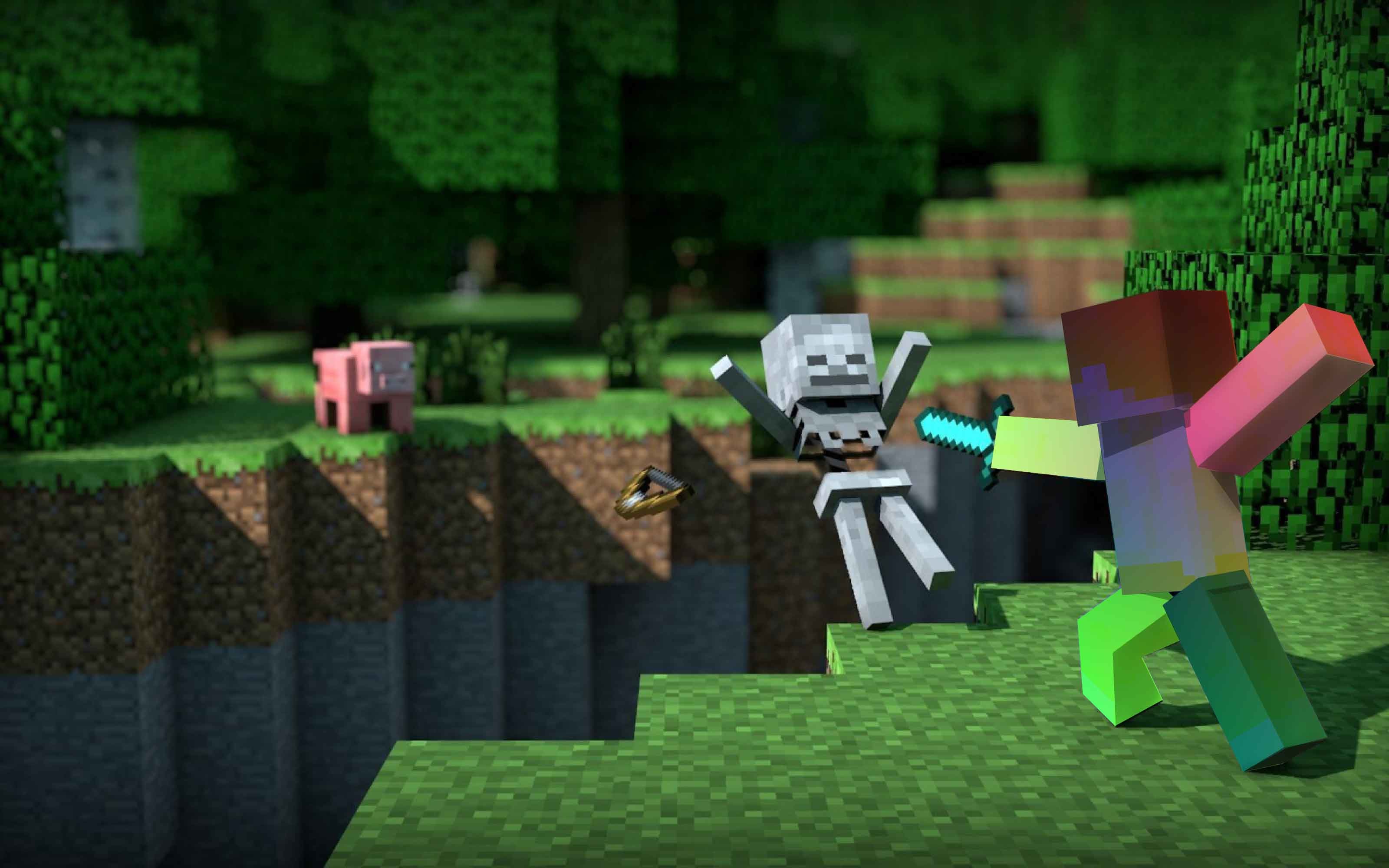 Minecraft, Novaskin, Scheletro, Combattimento, 2K, sfondo per portatile