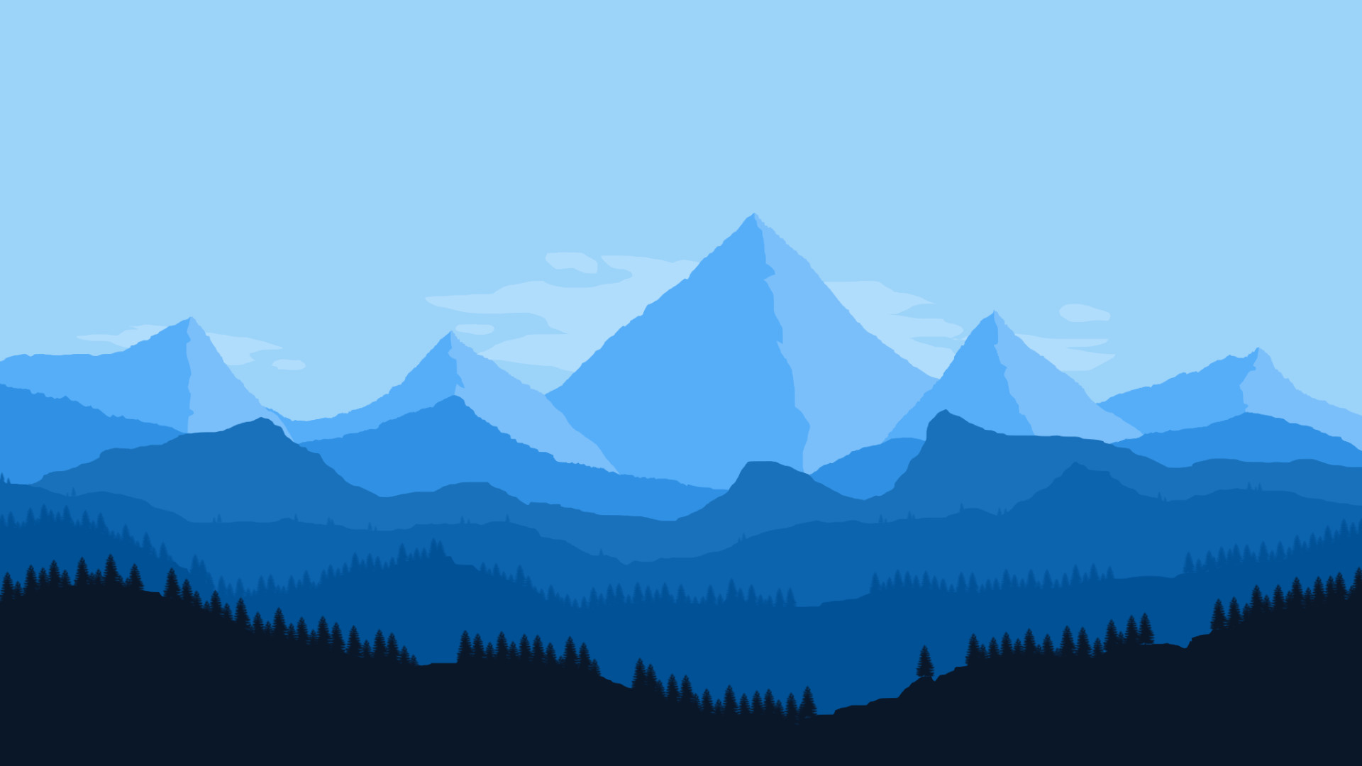 Firewatch, Montagne, Blu, Minimalismo, Full HD, sfondo per PC e portatile