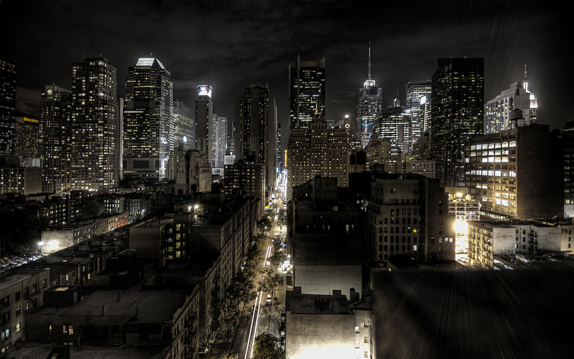 Gotham City, Skyline, Grattacieli, Notte, 16:10 Full HD, sfondo widescreen