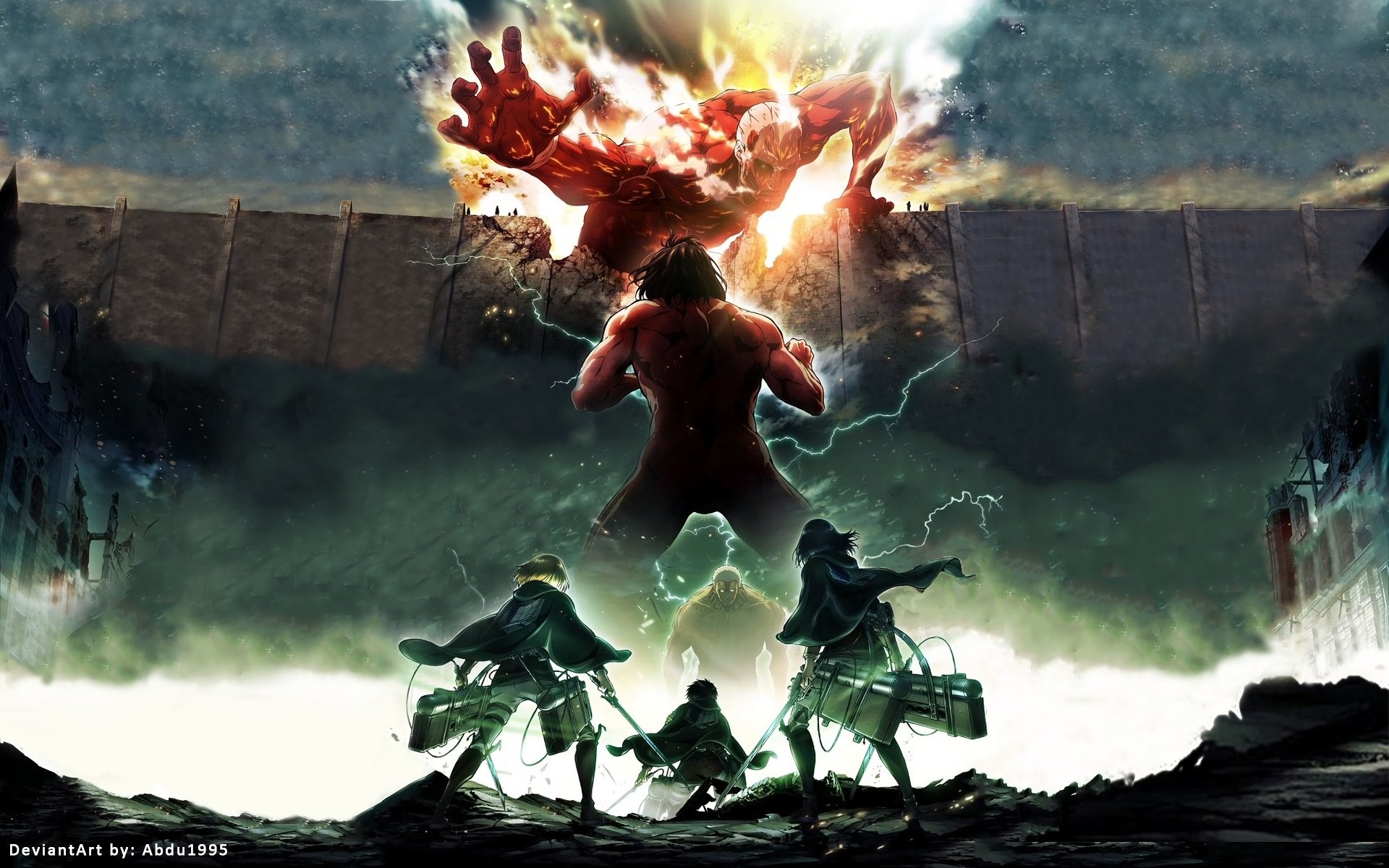 Gigante d'attacco, Gigante corazzato, L'attacco dei giganti, Levi Ackerman, sfondo 16:10 Full HD