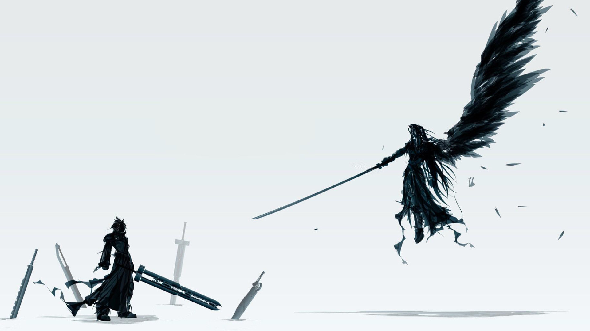 Final Fantasy VII, Sephiroth, Cloud Strife, Ala nera, 1920x1080, immagine di sfondo