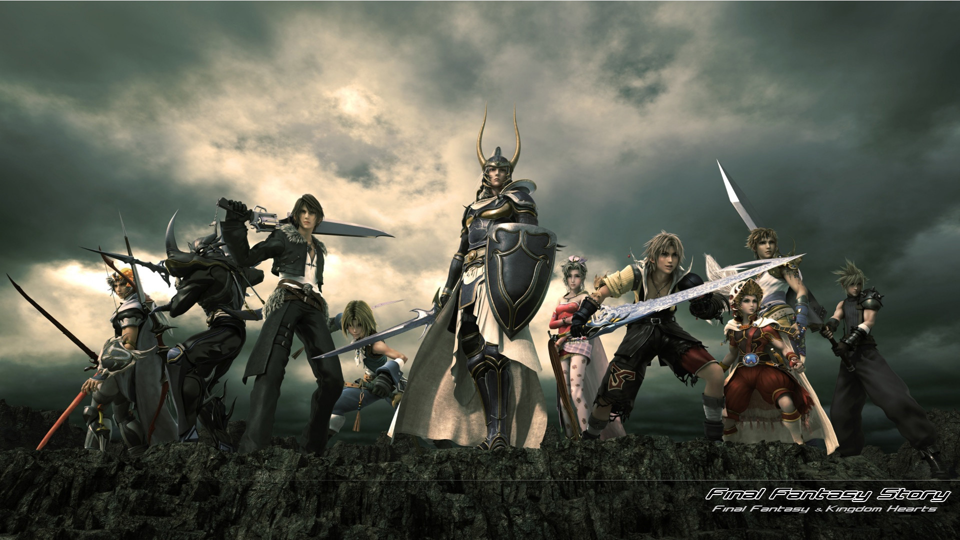 Dissidia Final Fantasy, Final Fantasy, Squall Leonhart, Cloud Strife, Warrior of Light, sfondo per PC