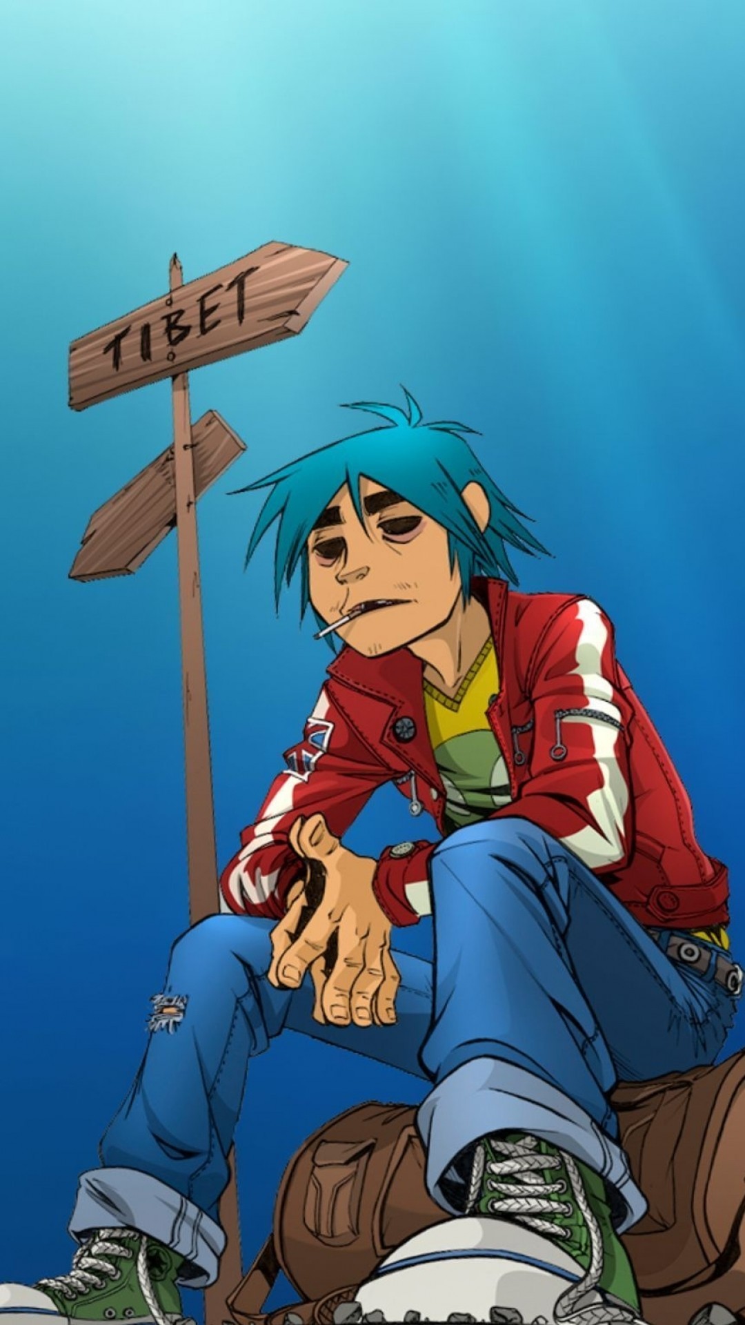 Gorillaz, 2-D, Cartello, Fumetto, 1080x1920, schermata di blocco iPhone
