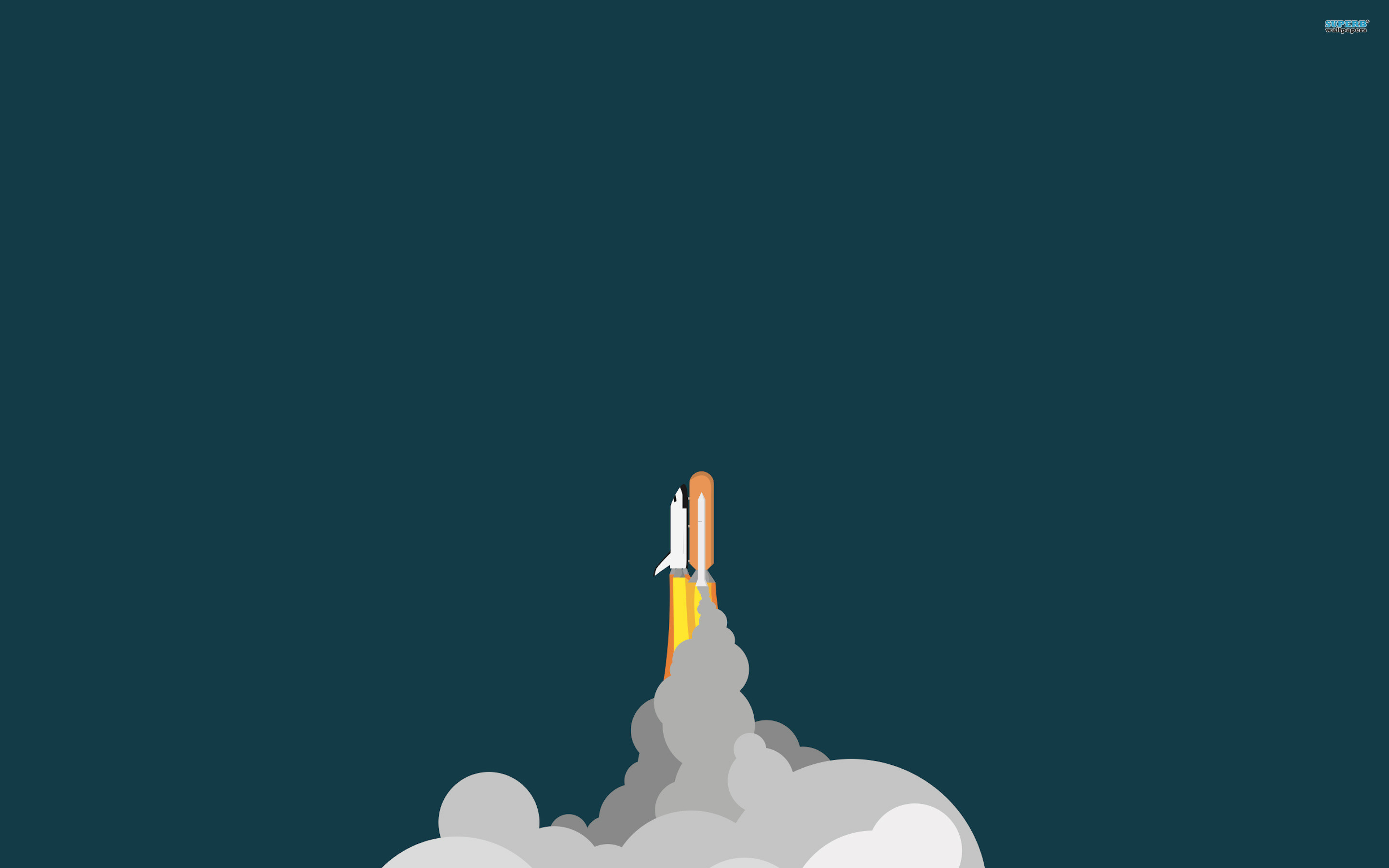 Space Shuttle, Lancio, Fumo, Flat design, 2880x1800, immagine di sfondo