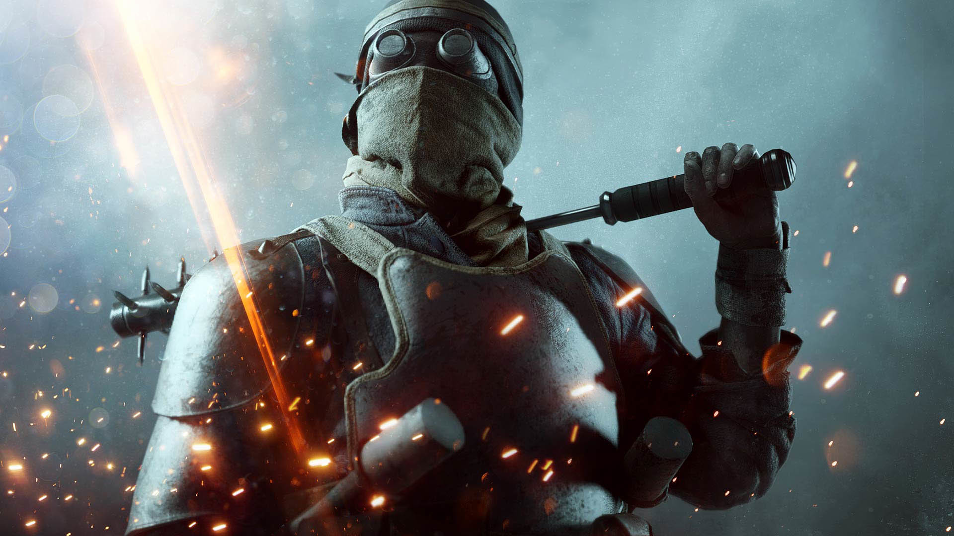 Battlefield 1, Soldato, Mazza da trincea, Scintille, Full HD, sfondo per portatile