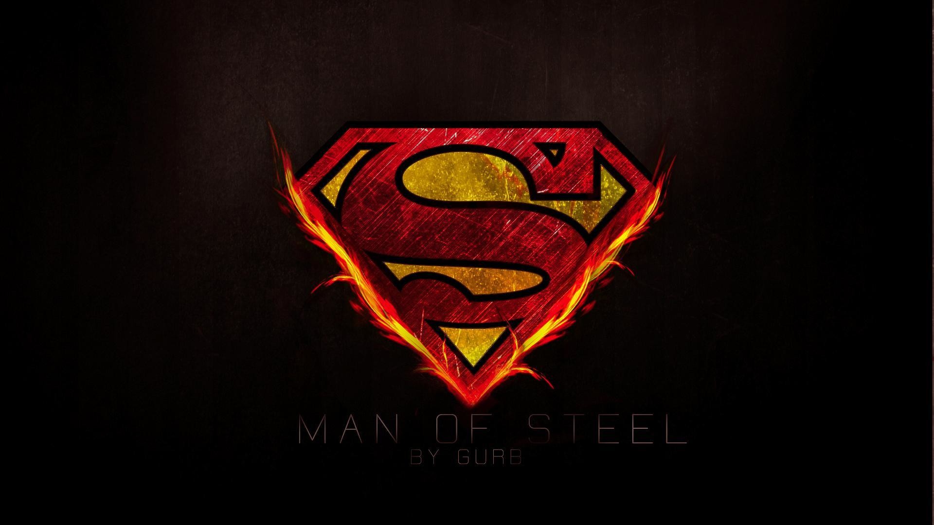 L'uomo d'acciaio, Logo di Superman, Superman, Fiamme, Sfondo nero, wallpaper Windows 11