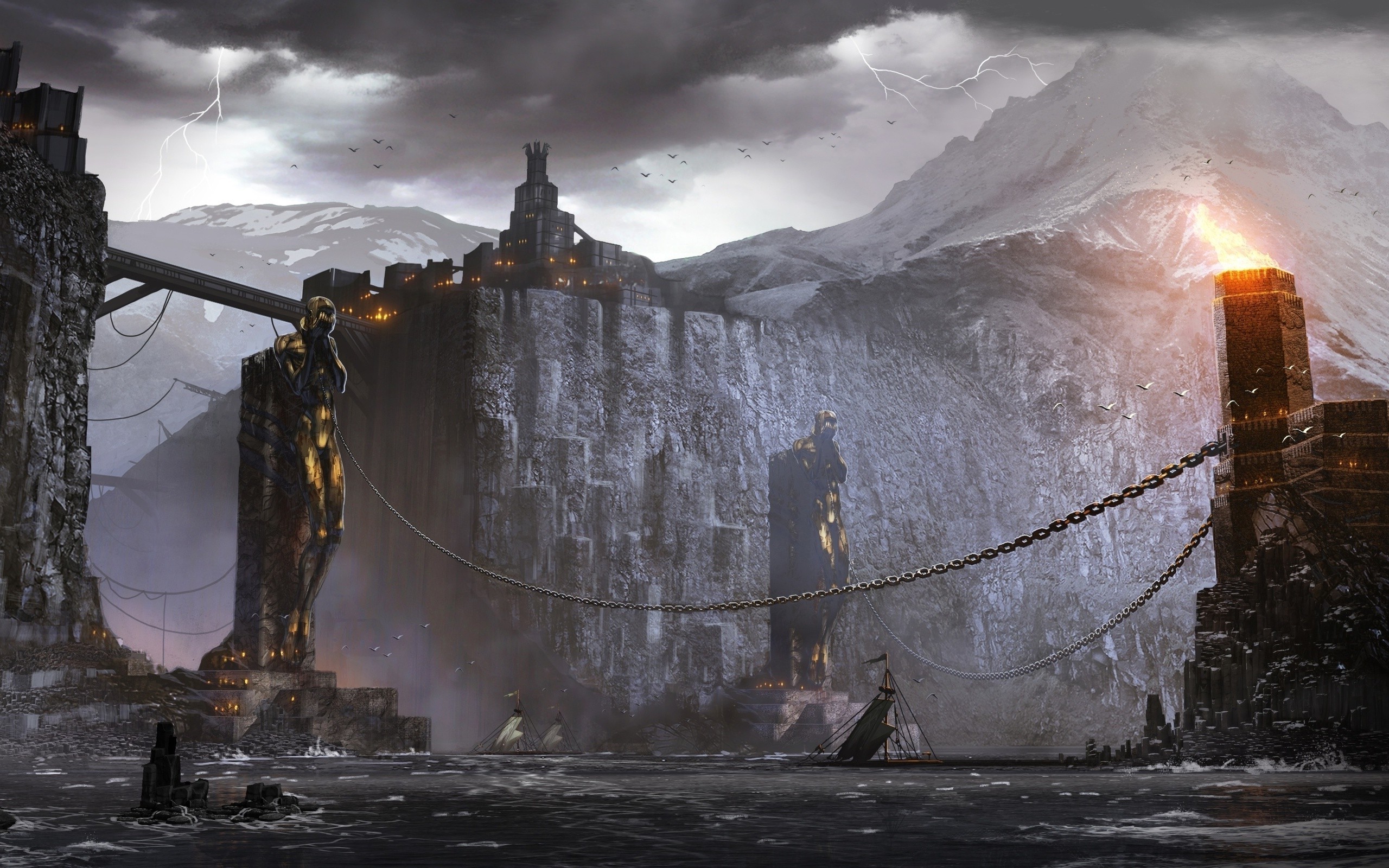 Dragon Age: Inquisition, Fortezza, Scogliera, Tempesta, 2K, sfondo per PC e portatile