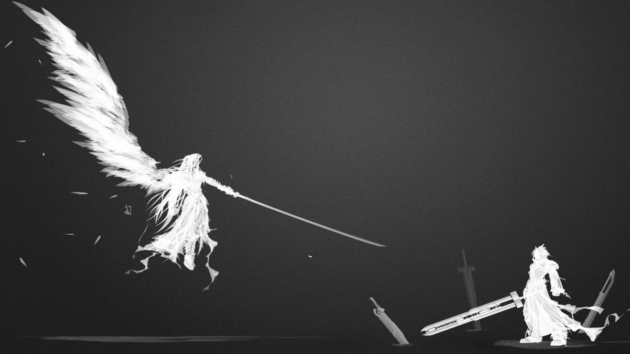 Sephiroth, Cloud Strife, Final Fantasy VII, Silhouette, Minimalismo, sfondo per portatile