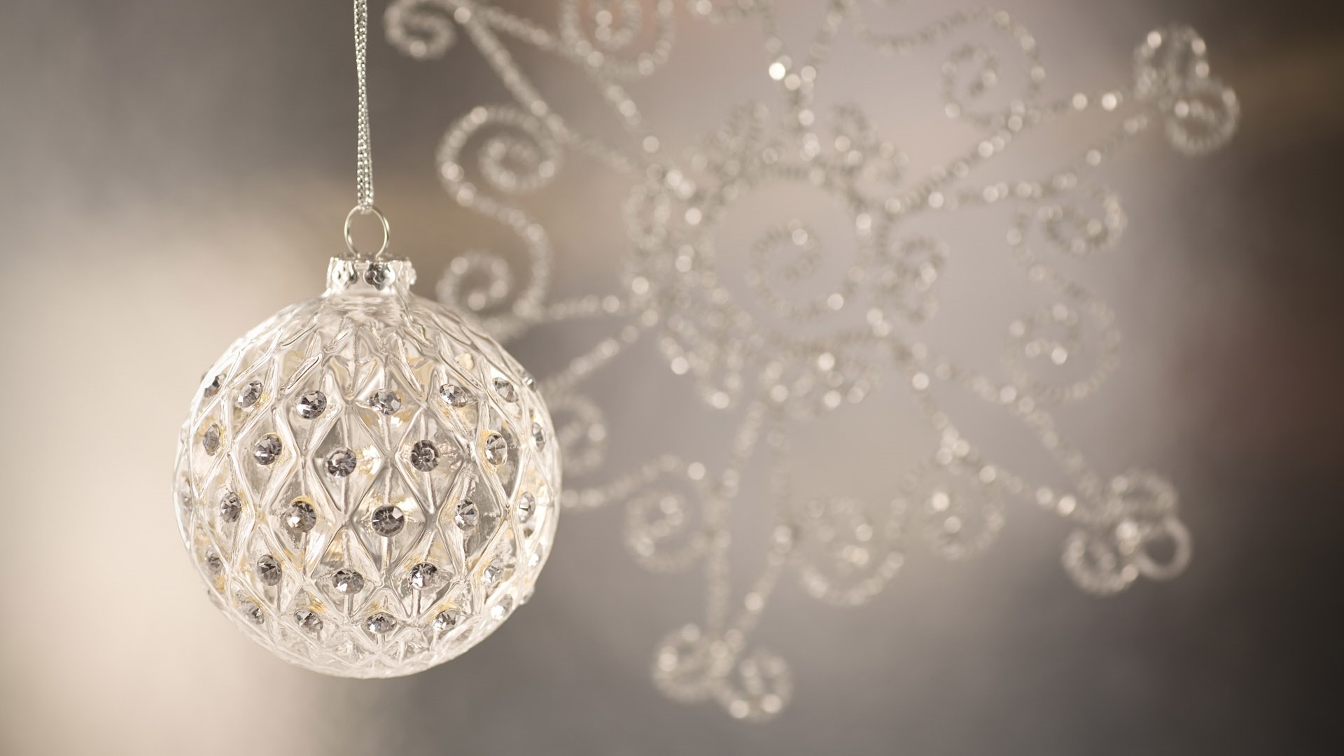 Pallina di Natale, Argento, Decorazioni, Full HD, wallpaper desktop