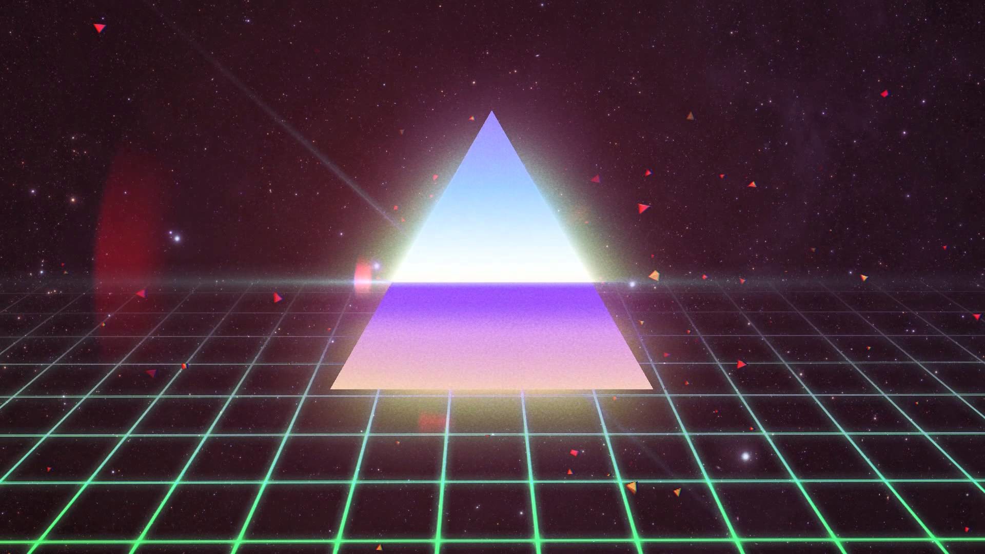 Synthwave, Triangolo, Griglia neon, Retro anni 80, Full HD, sfondo per PC e portatile