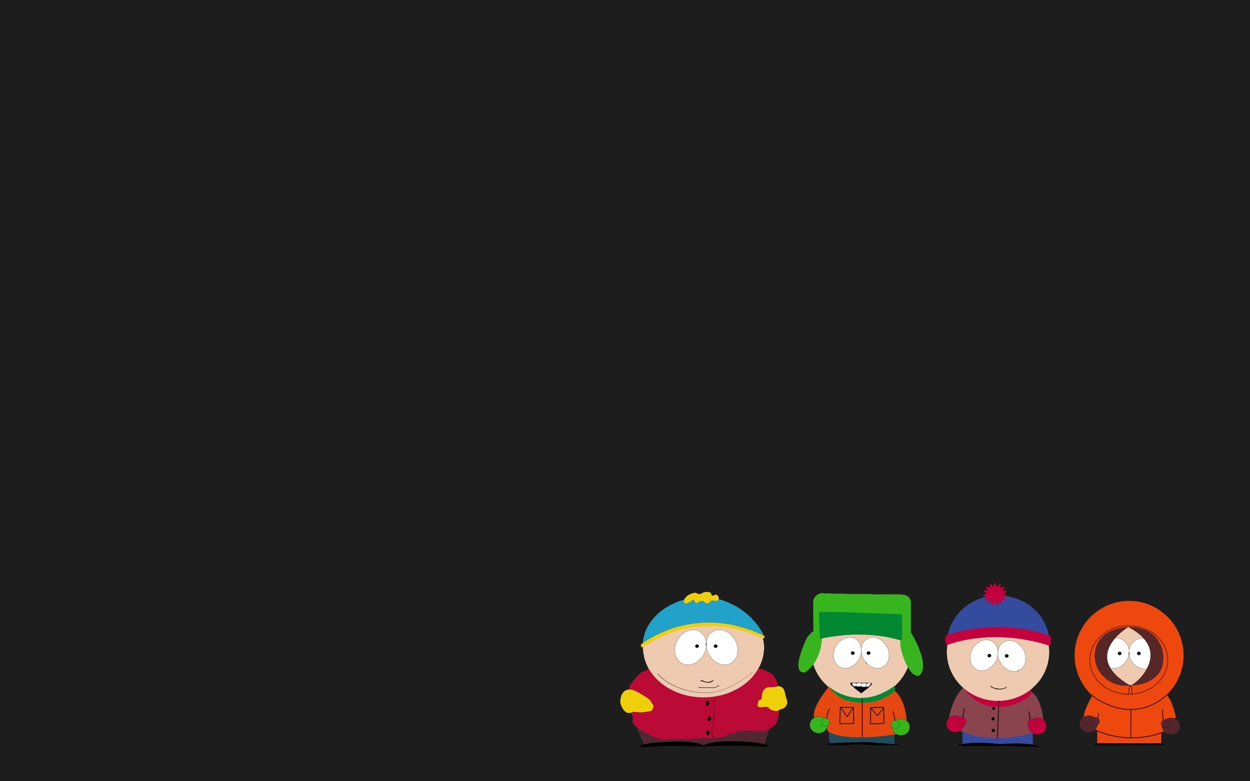 South Park, Eric Cartman, Kyle Broflovski, Stan Marsh, Kenny McCormick, Sfondo nero, wallpaper desktop