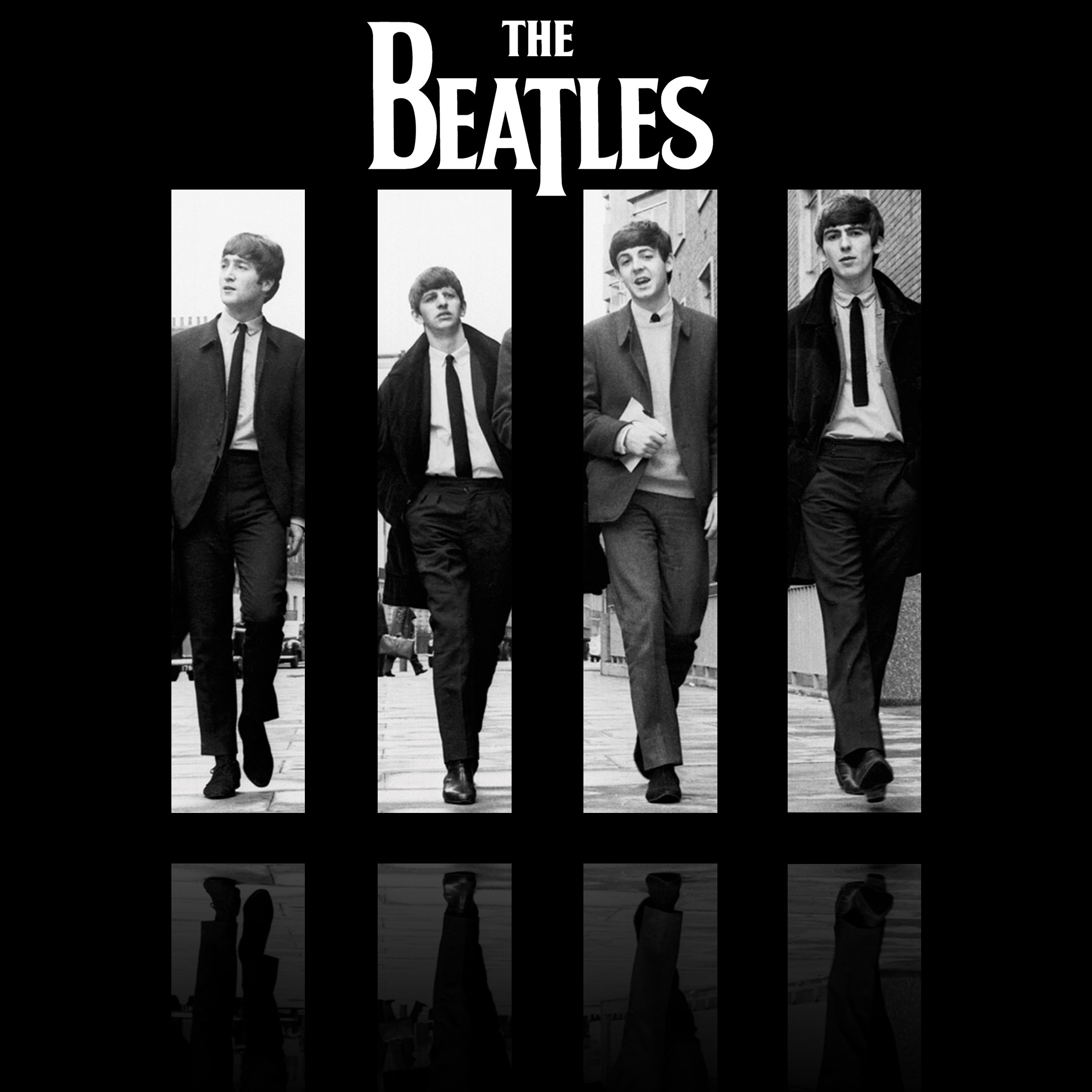The Beatles, Logo, Riquadri, Sfondo nero, Full HD, schermata di blocco iPad