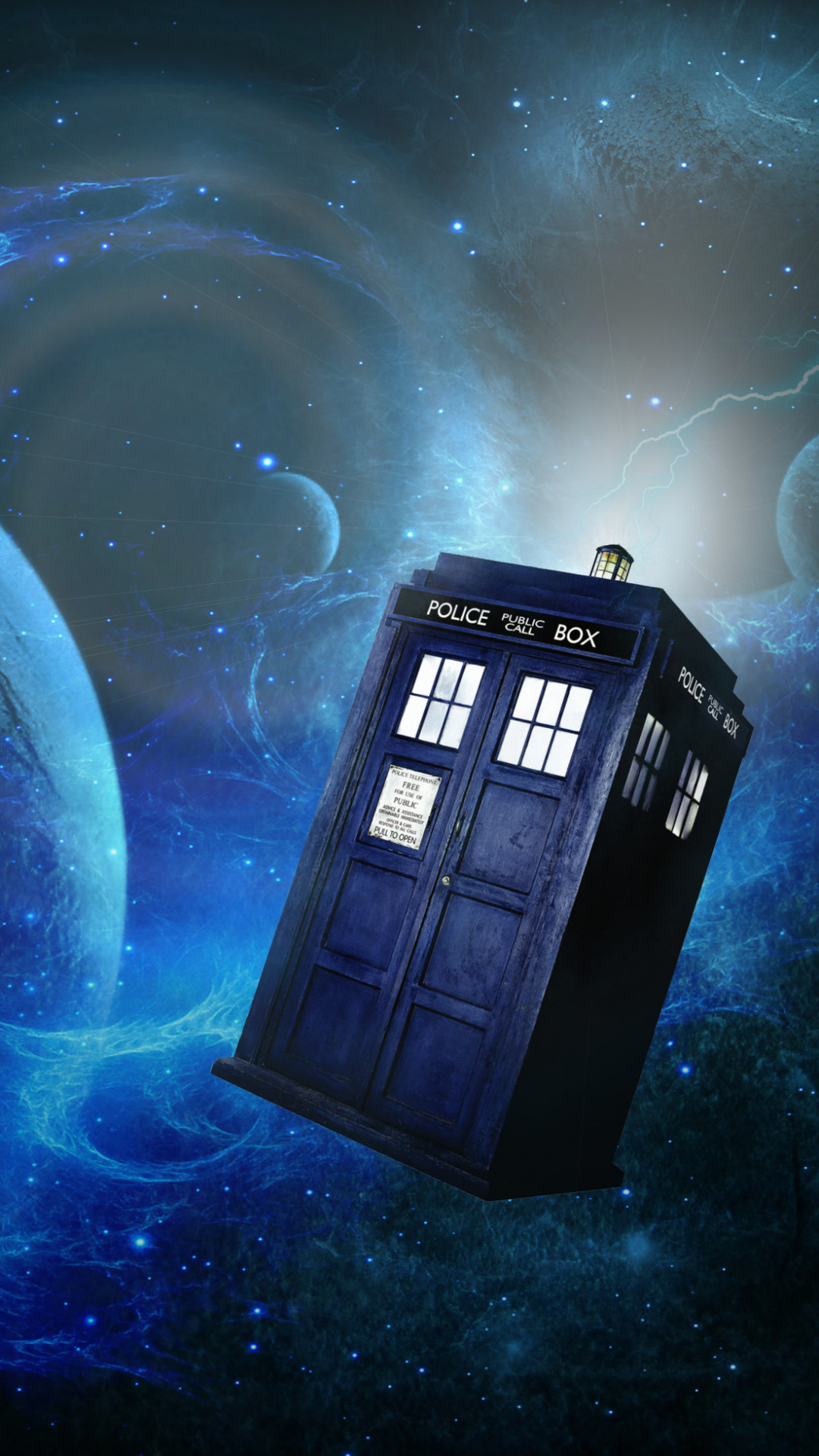 TARDIS, Doctor Who, Spazio, Blu, wallpaper iPhone