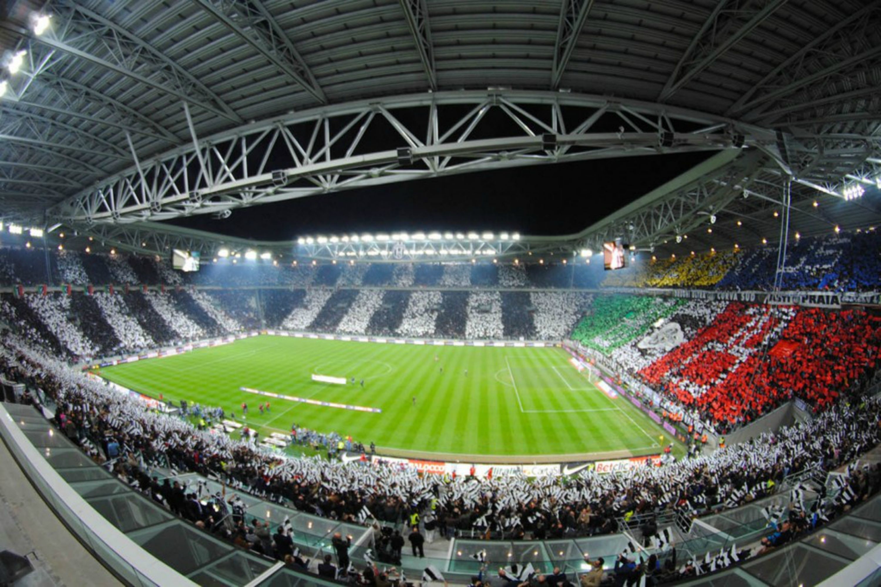 Juventus Stadium, Coreografia, Tifosi, Campo da calcio, 2K, wallpaper desktop