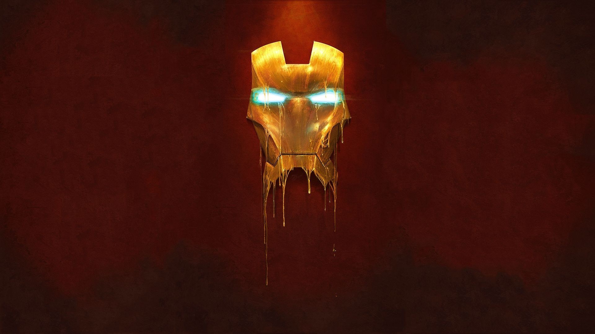Iron Man, Elmo, Oro colato, Sfondo rosso, Full HD, wallpaper per portatile