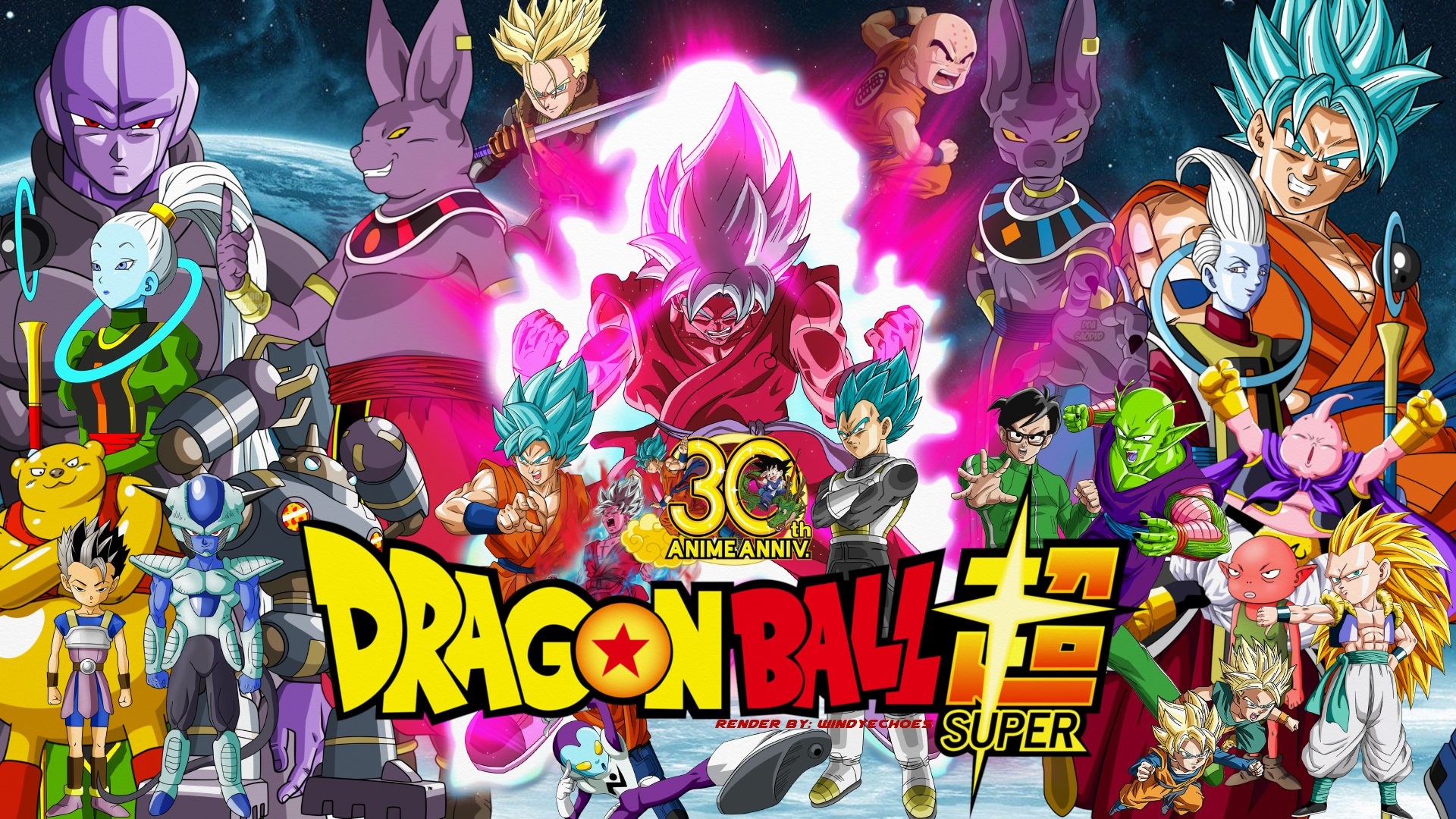 Dragon Ball Super, 30° anniversario, Beerus, Hit, Personaggi, 16:9 Full HD, sfondo widescreen