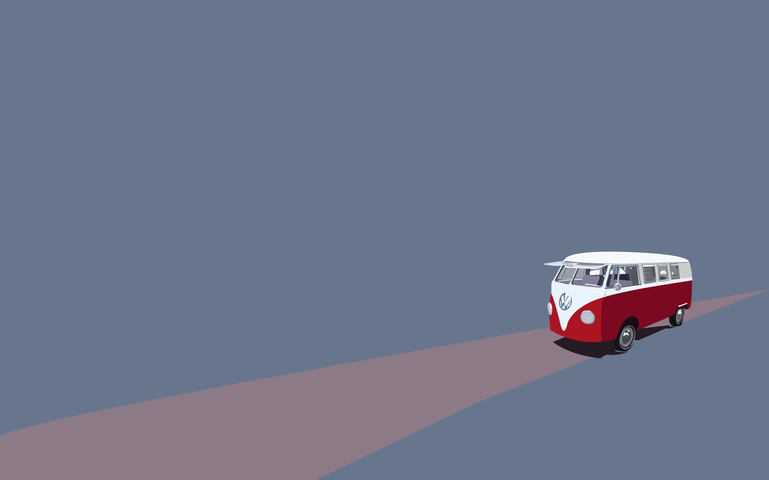 Minimalismo, Volkswagen Type 2, Furgoncino, Sfondo grigio, 2K, wallpaper per computer