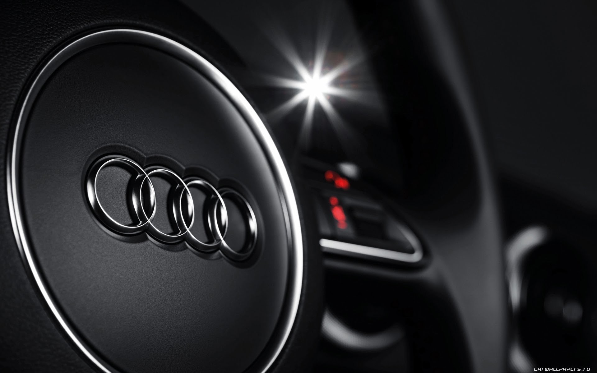 Logo Audi, Audi, Volante, Macro, 1920x1200, immagine di sfondo