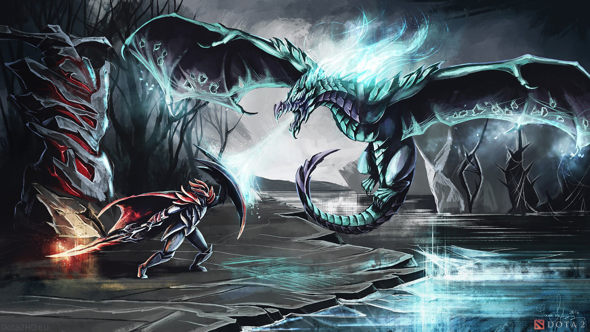 Dota 2, Drago, Combattimento, Arte digitale, Ghiaccio, Full HD, sfondo Windows 11