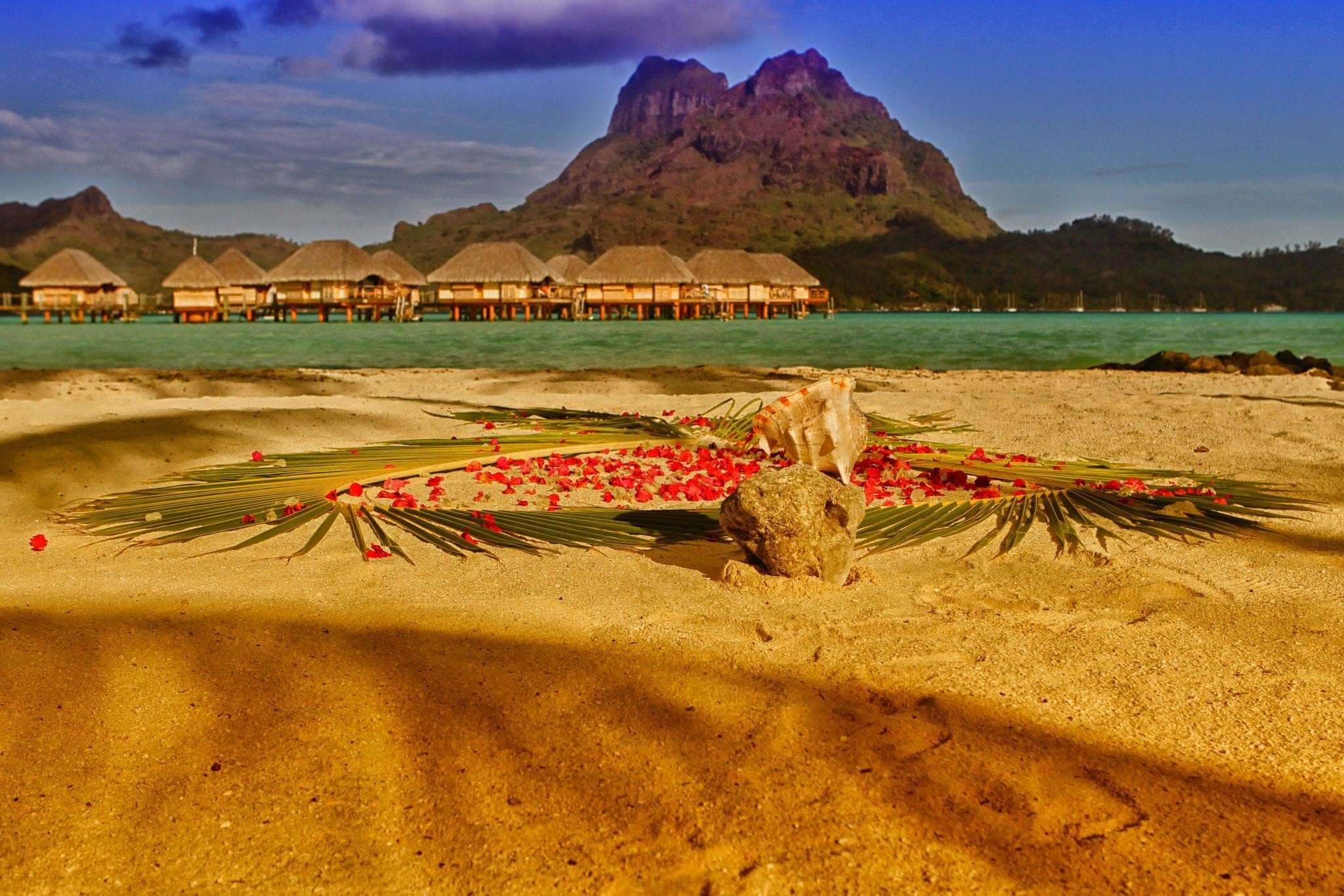 Bora Bora, Monte Otemanu, Spiaggia, HDR, Full HD, sfondo desktop