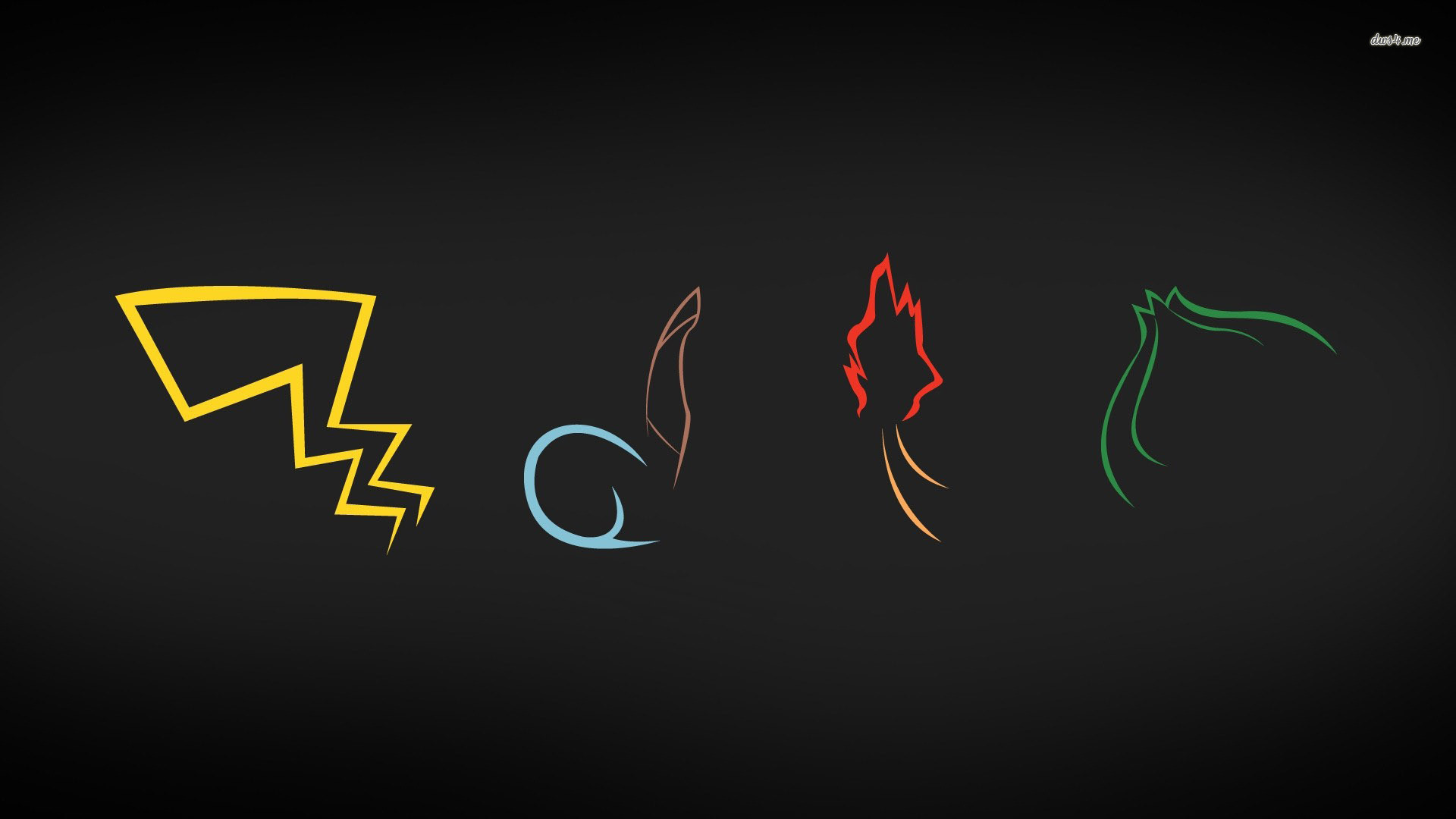 Pikachu, Pokémon, Line art, Minimalista, Sfondo nero, Full HD, wallpaper per portatile
