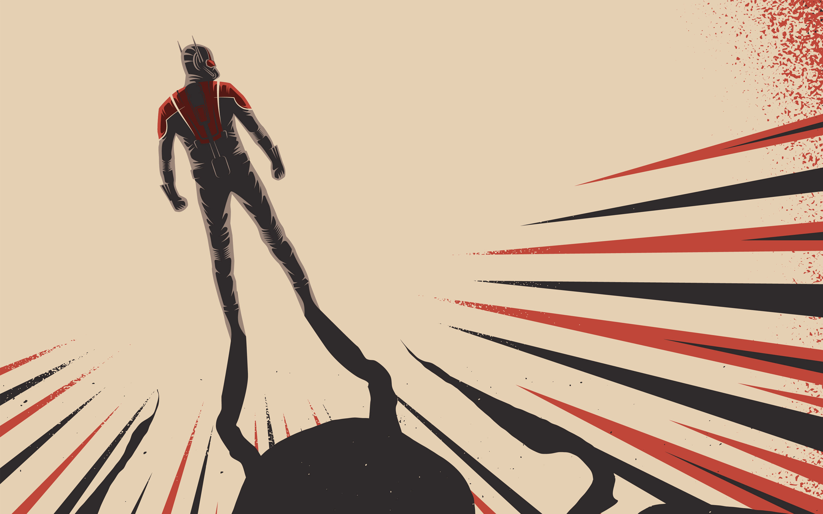 Ant-Man, Marvel, Poster retrò, Raggi, Sfondo beige, 2K, wallpaper per PC