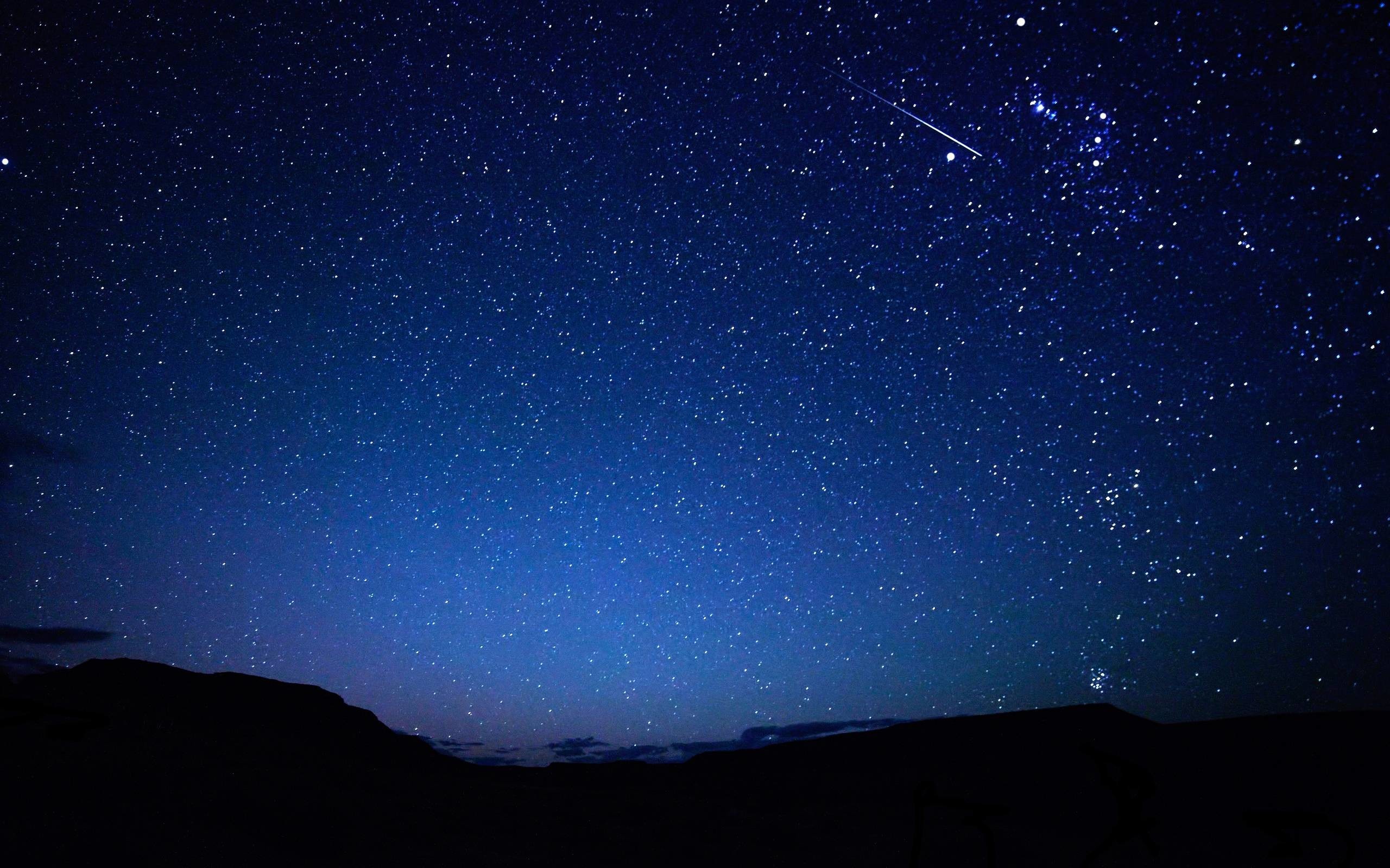 Cielo stellato, Stella cadente, Blu, 2560x1600, sfondo per PC