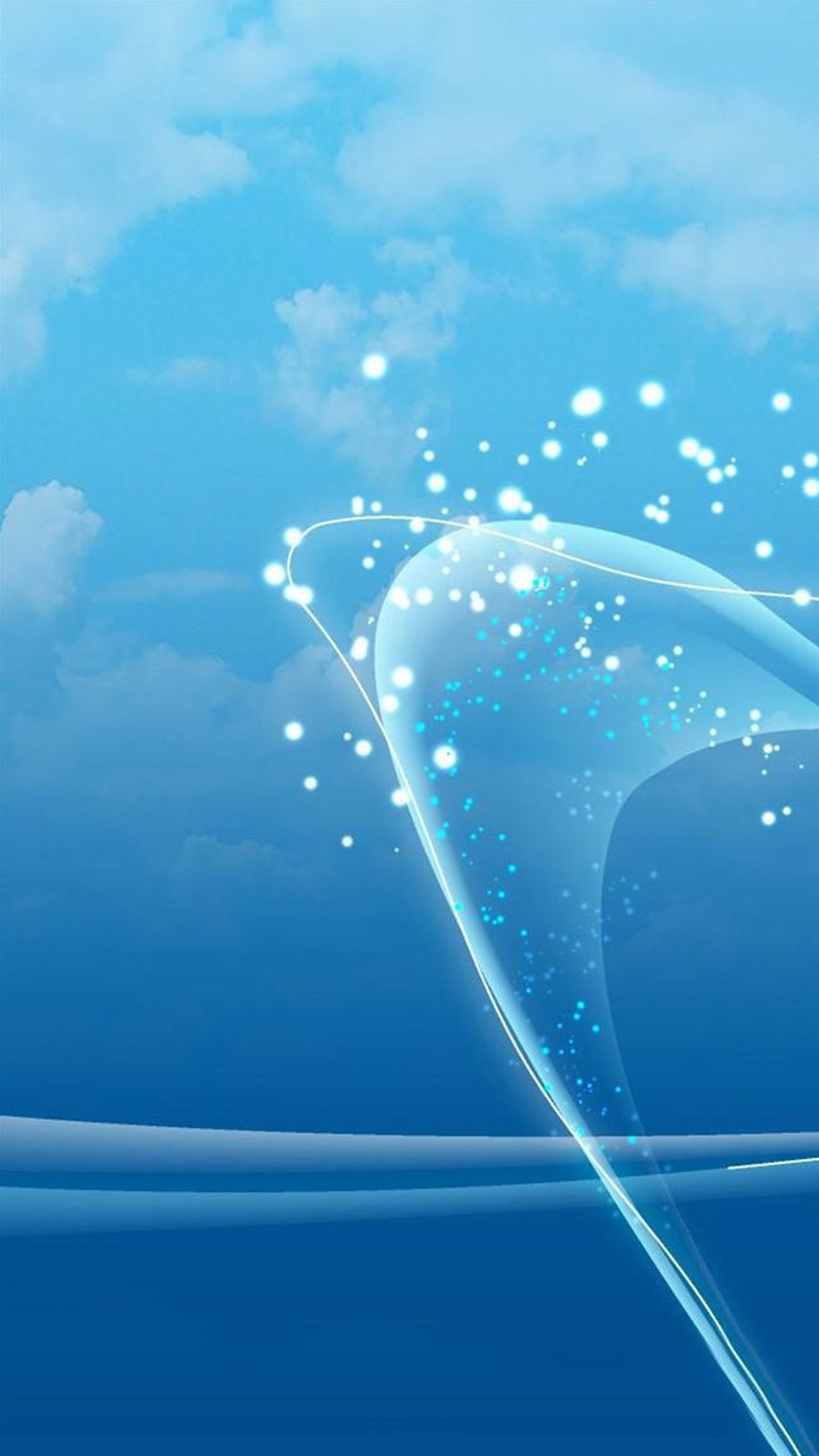 Onda luminosa, Cielo, Blu, Astratto, QHD+, sfondo per smartphone