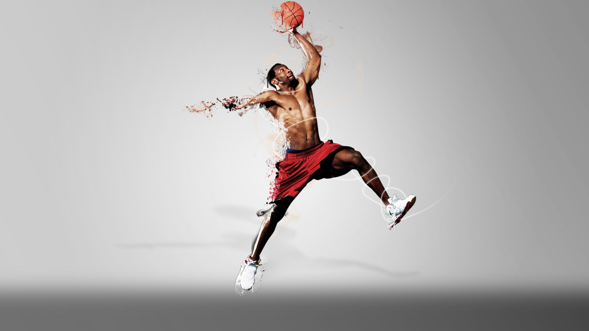 Pallacanestro, Schiacciata, Atleta, Sfondo grigio, Full HD, wallpaper per PC