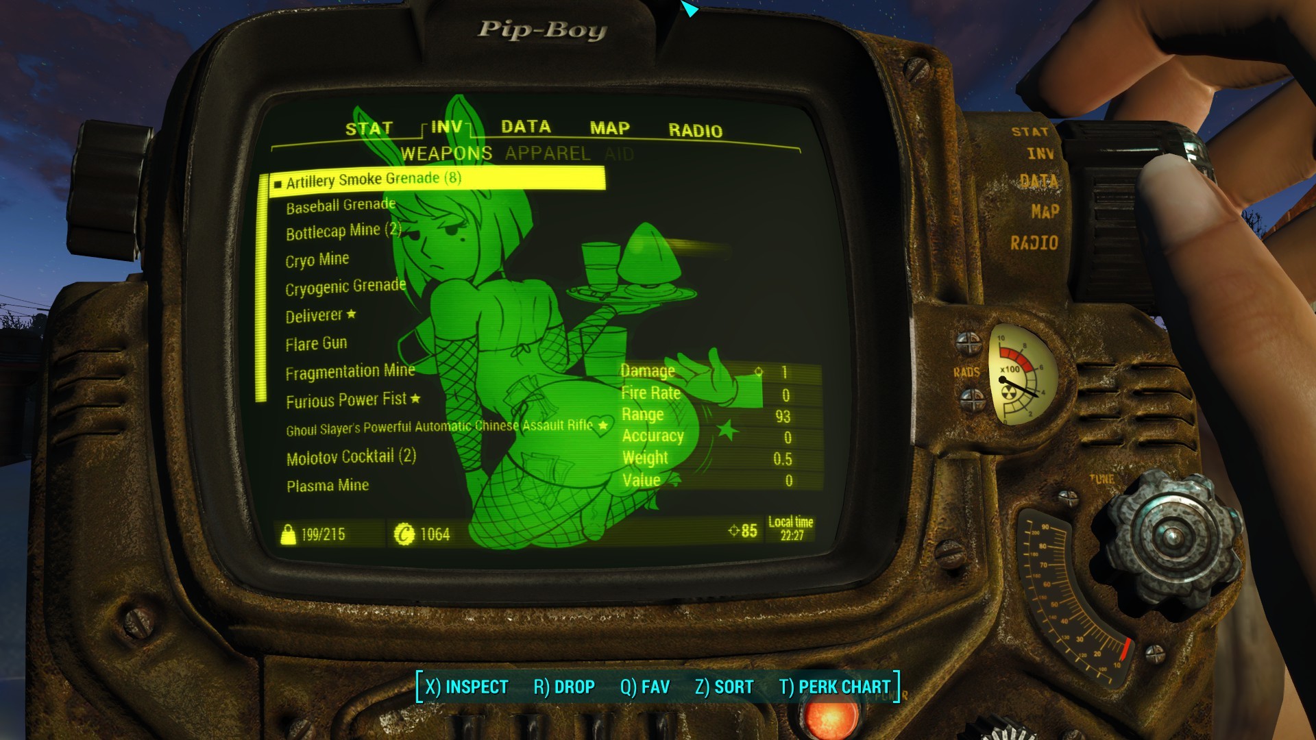 Pip-Boy 3000, Vault Boy, Fallout 3, Inventario, Verde, Full HD, sfondo desktop