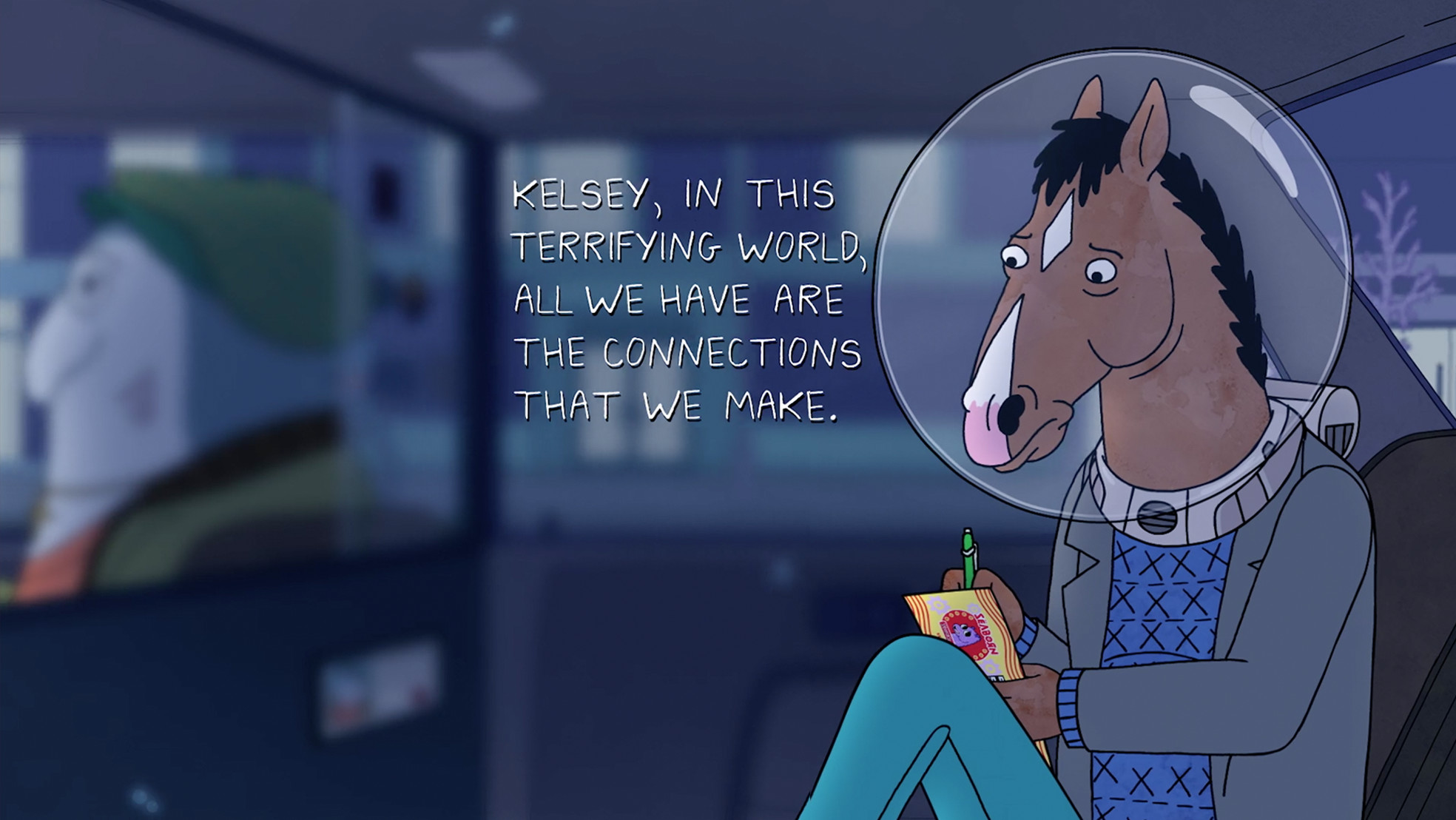 BoJack Horseman, Citazione, Casco spaziale, Notte, Full HD, sfondo Windows 11