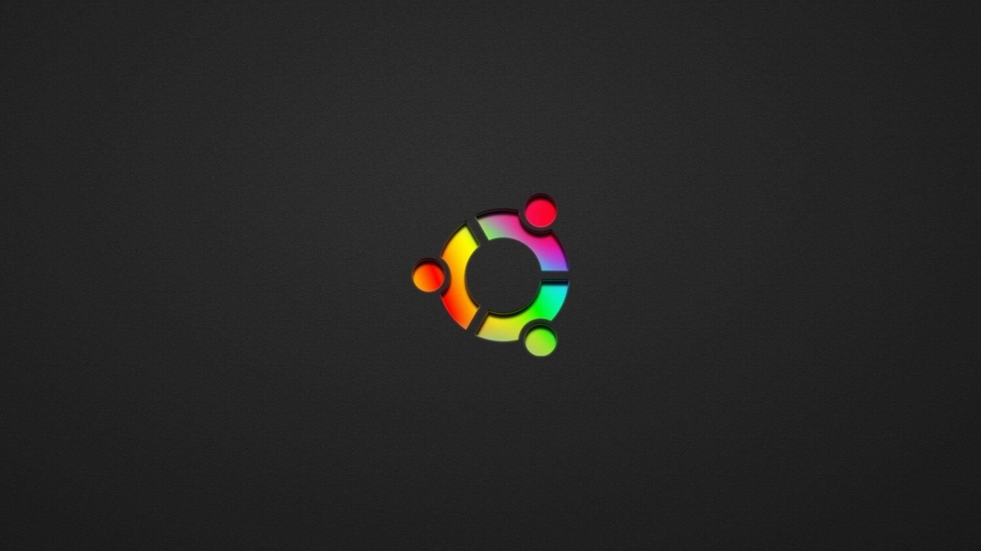 Ubuntu, Logo arcobaleno, Sfondo grigio, 1920x1080, wallpaper desktop
