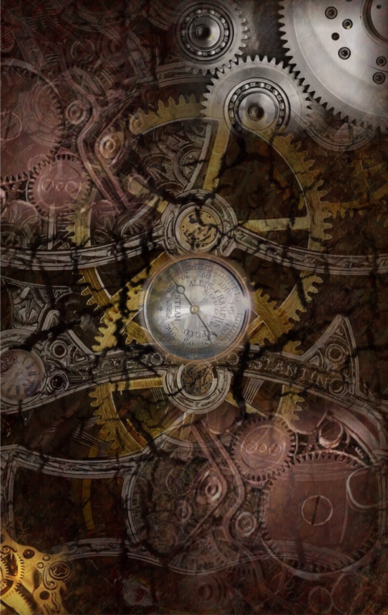 Ingranaggi, Meccanismo, Steampunk, Metallo, Full HD, wallpaper per smartphone