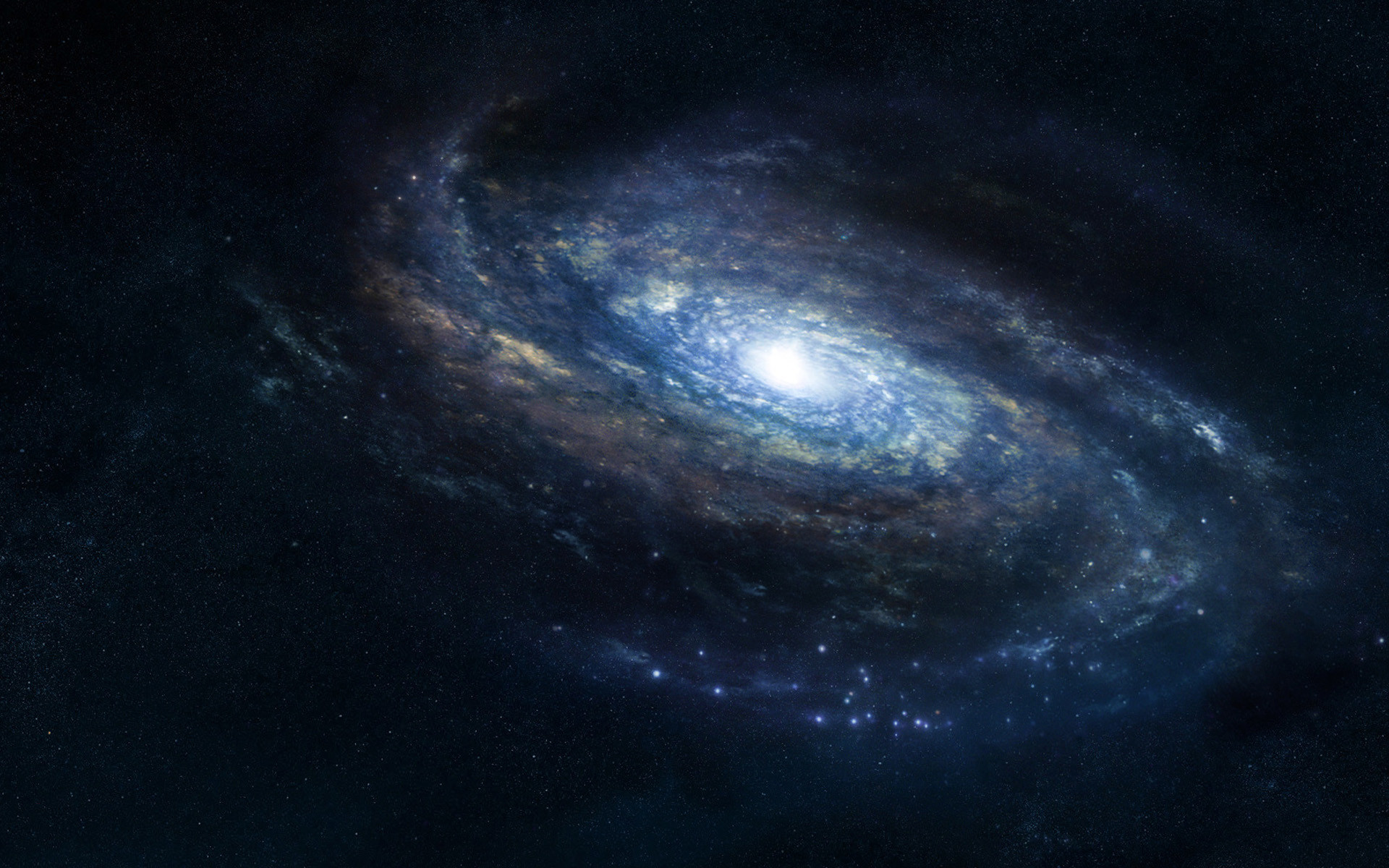 Galassia a spirale, Spazio, Stelle, Blu scuro, 1920x1200, immagine di sfondo