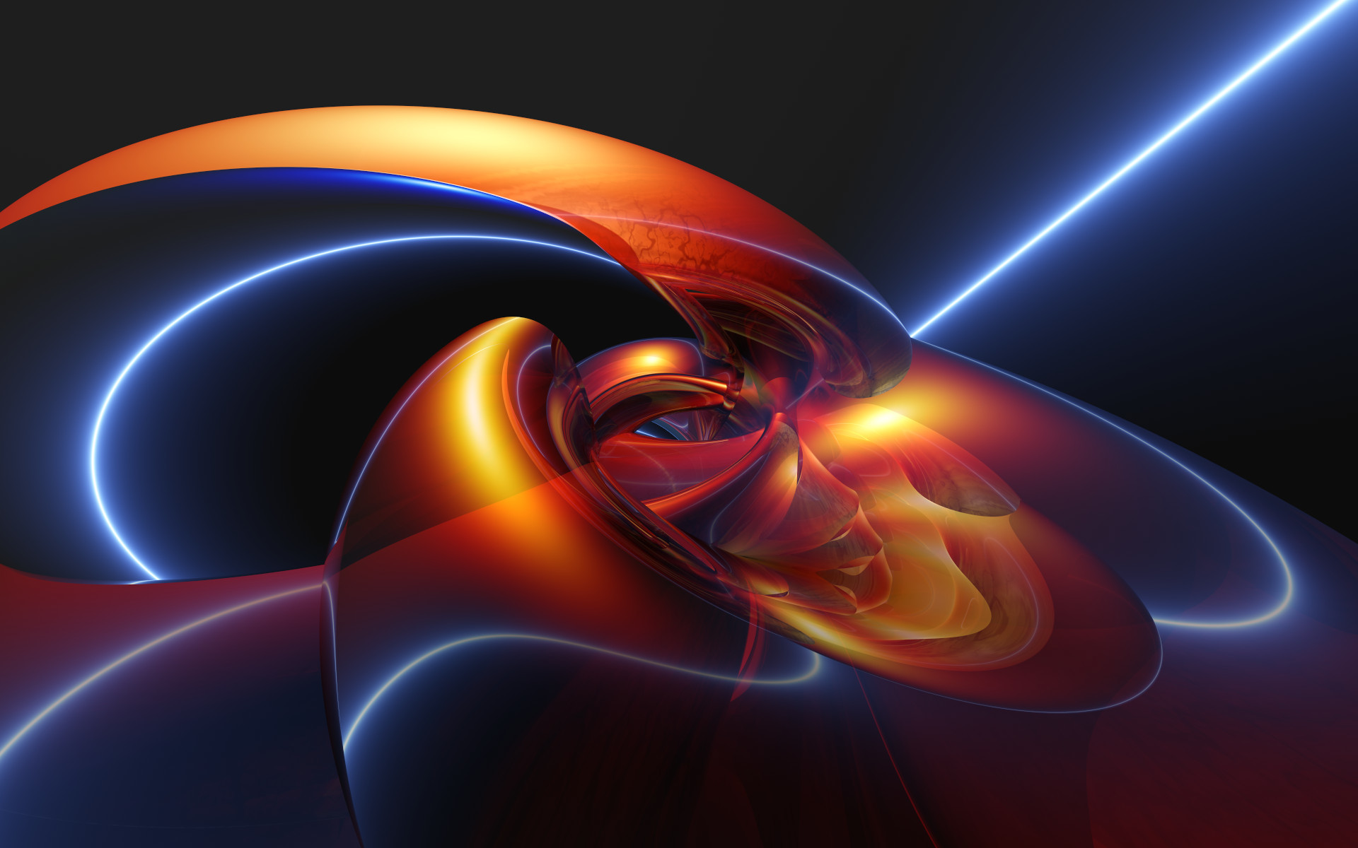 Forme astratte, Arancione, Blu, Rendering 3D, 1920x1200, immagine di sfondo