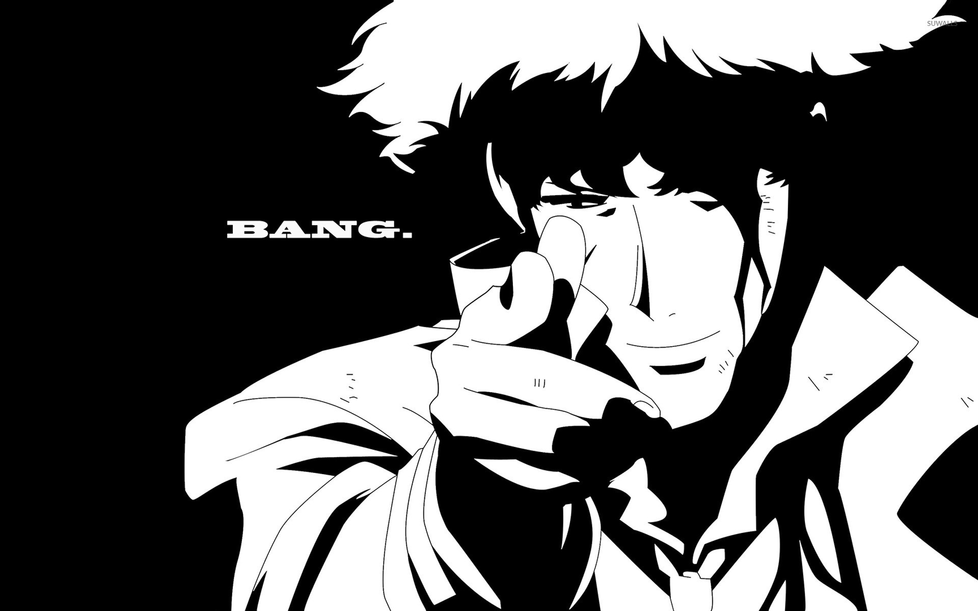 Spike Spiegel, Cowboy Bebop, Bang, Bianco e nero, 1920x1200, sfondo per PC