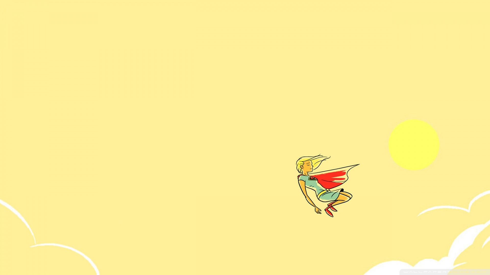 Supereroe, Minimalista, Sfondo giallo, 16:9 Full HD, wallpaper widescreen