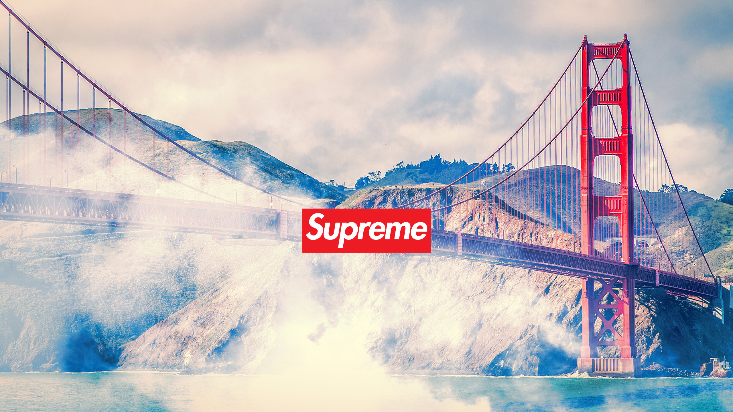 Golden Gate Bridge, San Francisco, Supreme, Logo, Nebbia, sfondo PC 2K